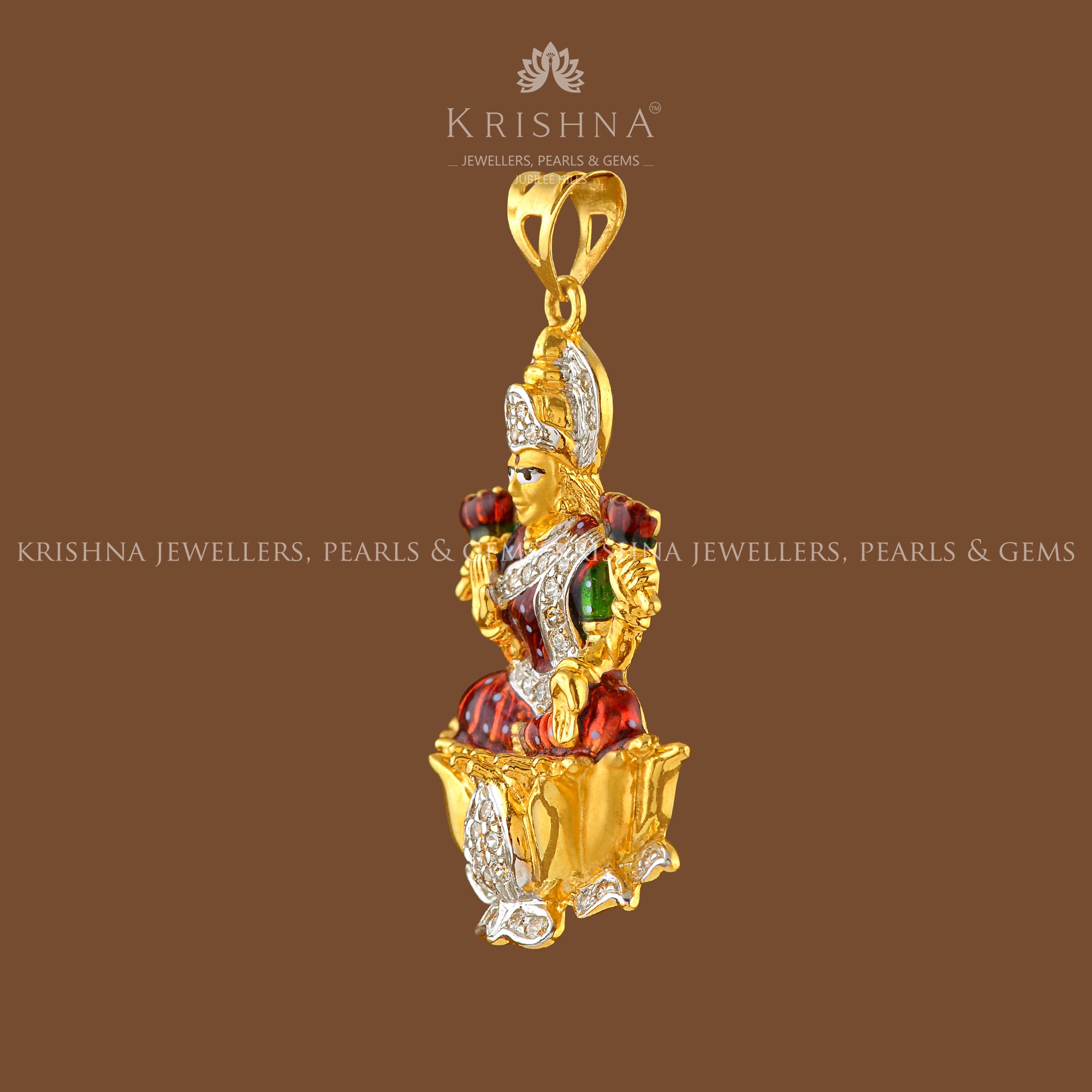Mata Laxmi Pendant in Gold - Krishna Jewellers Pearls and Gems