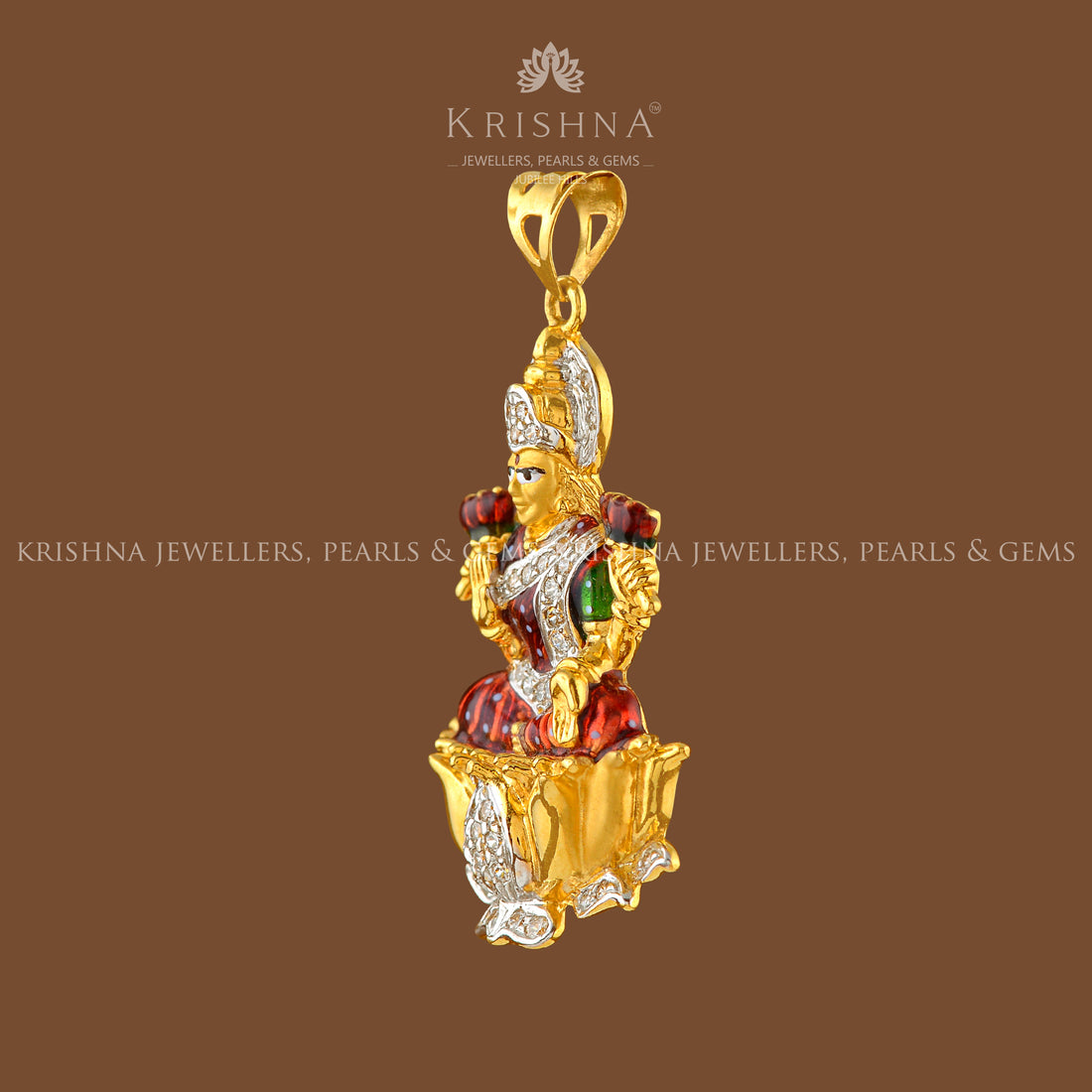 Mata Laxmi Pendant in Gold - Krishna Jewellers Pearls and Gems