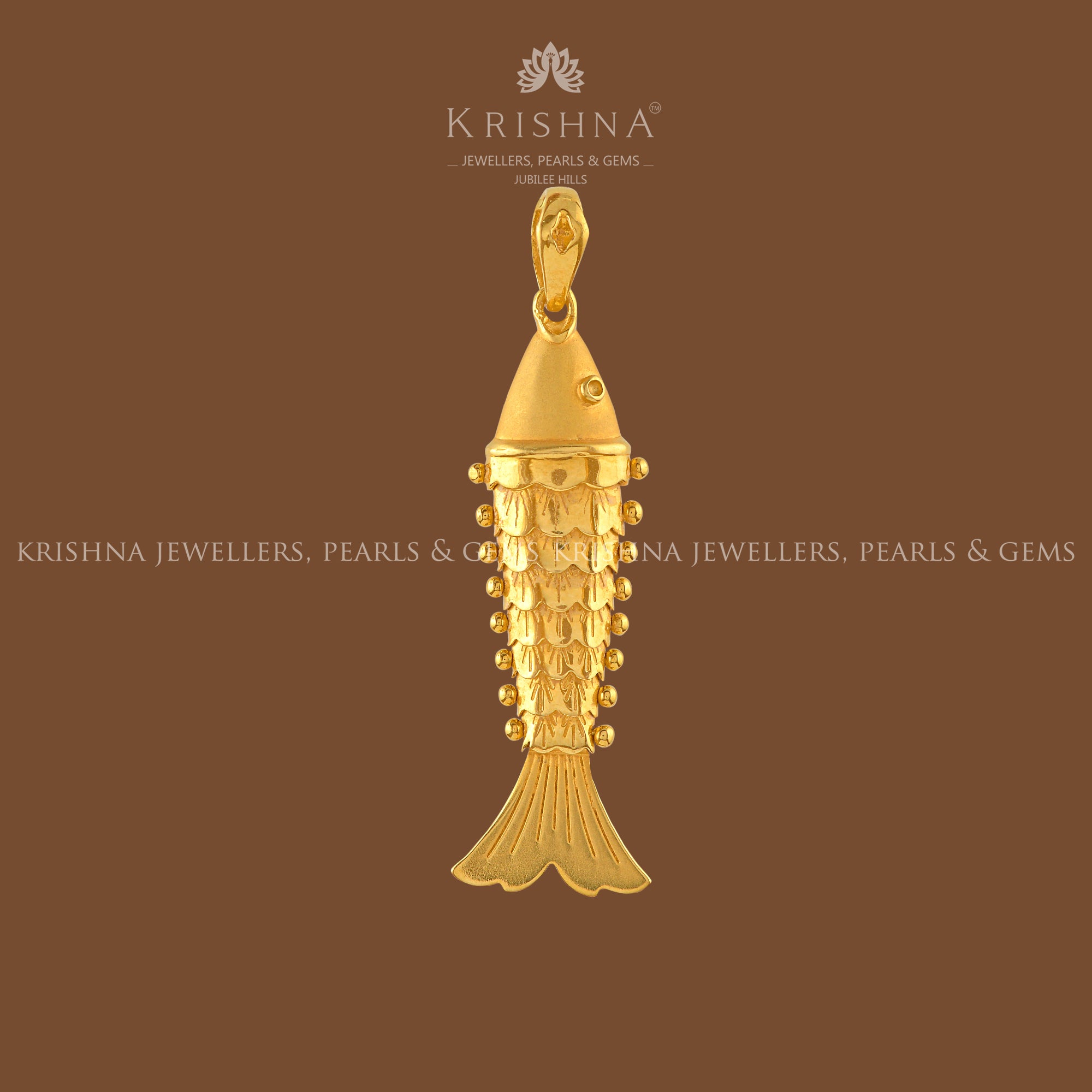 Golden Fish Locket - Krishna Jewellers Pearls and Gems
