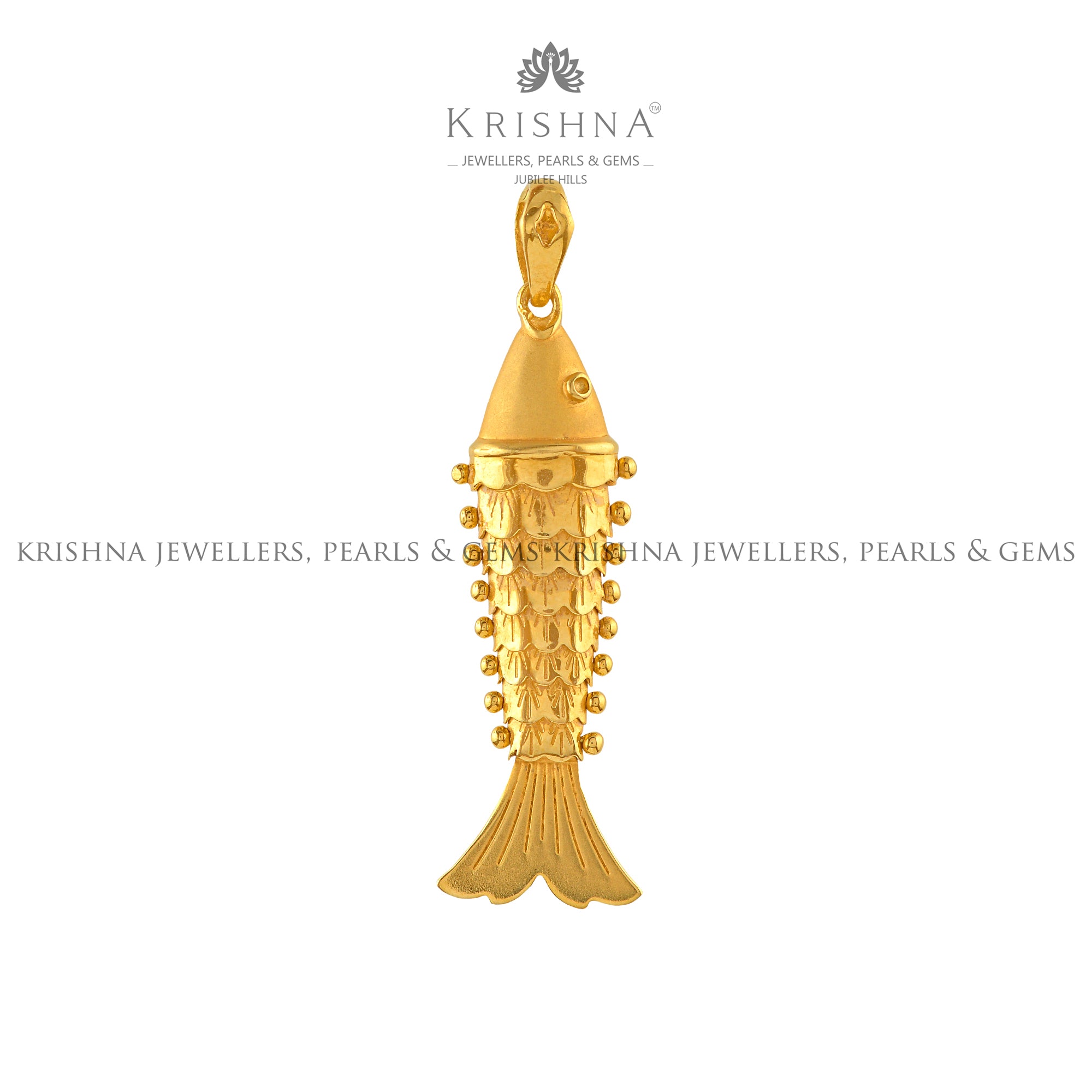 Golden Fish Locket - Krishna Jewellers Pearls and Gems