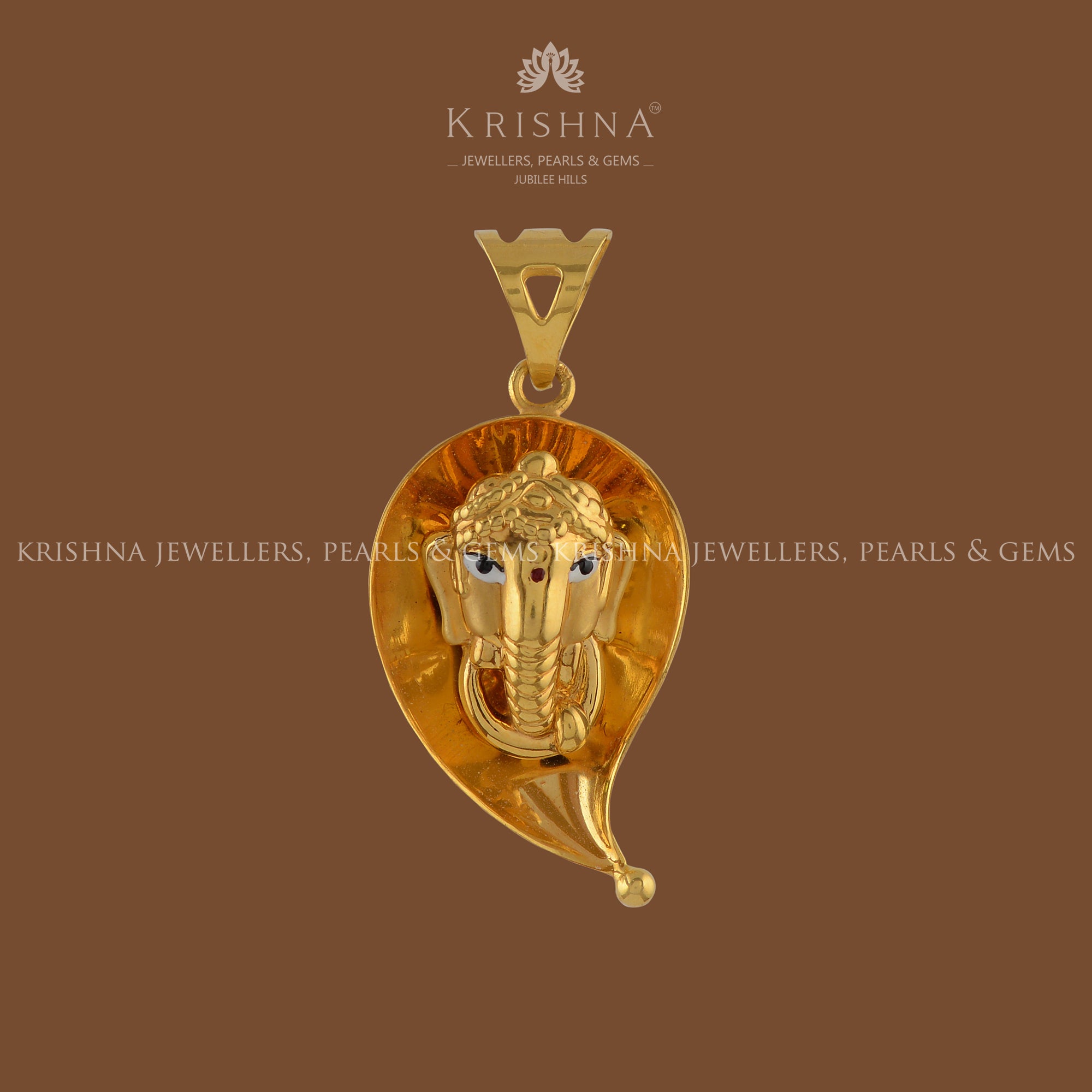 Ganesha Leaf Pendant in Gold - Krishna Jewellers Pearls and Gems