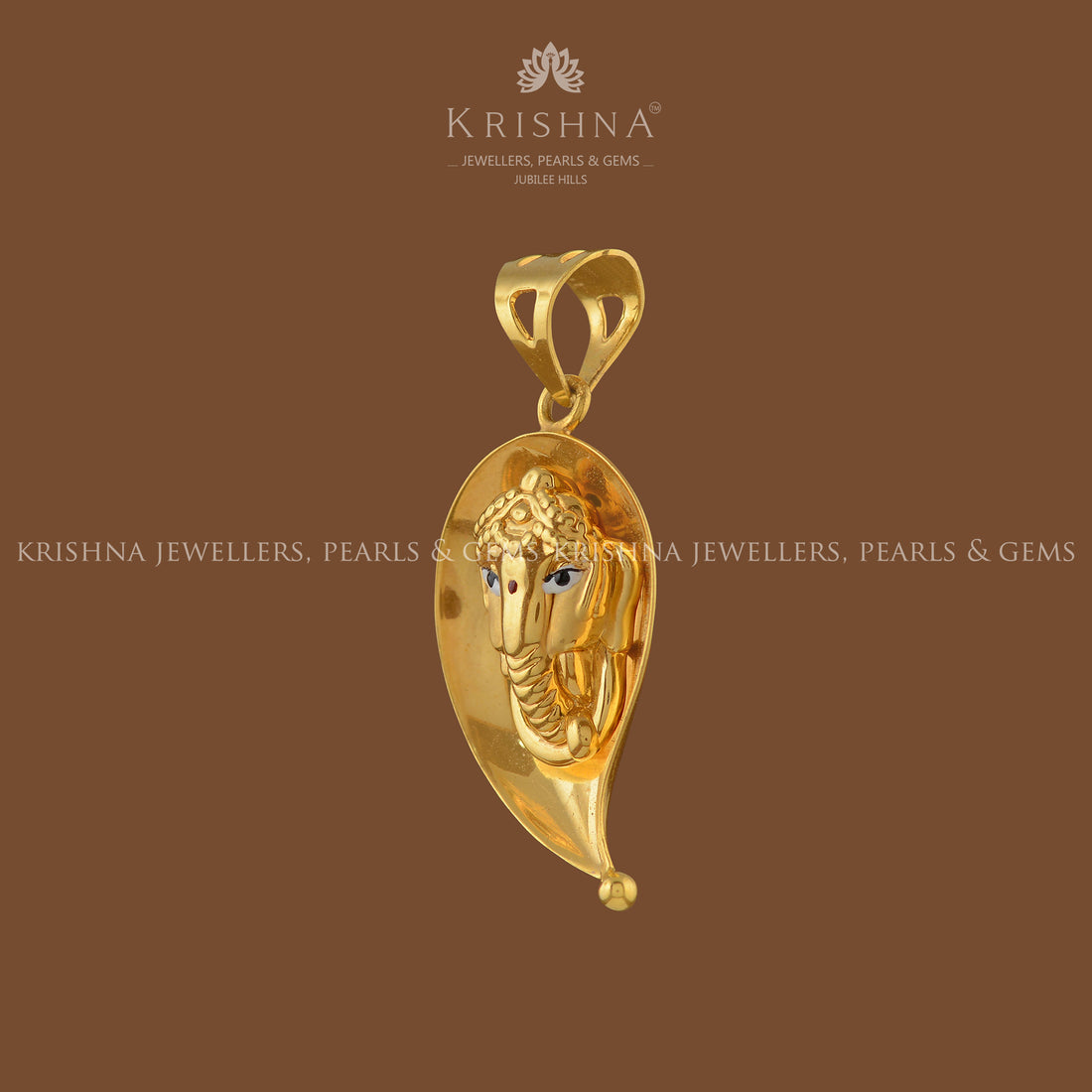 Ganesha Leaf Pendant in Gold - Krishna Jewellers Pearls and Gems