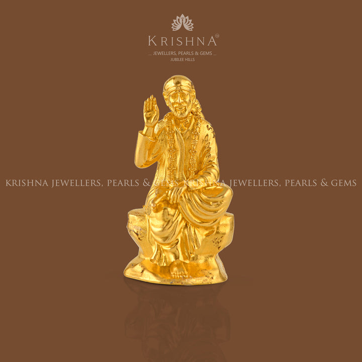 Saibaba Idol in Pure 22K Gold - Krishna Jewellers Pearls and Gems