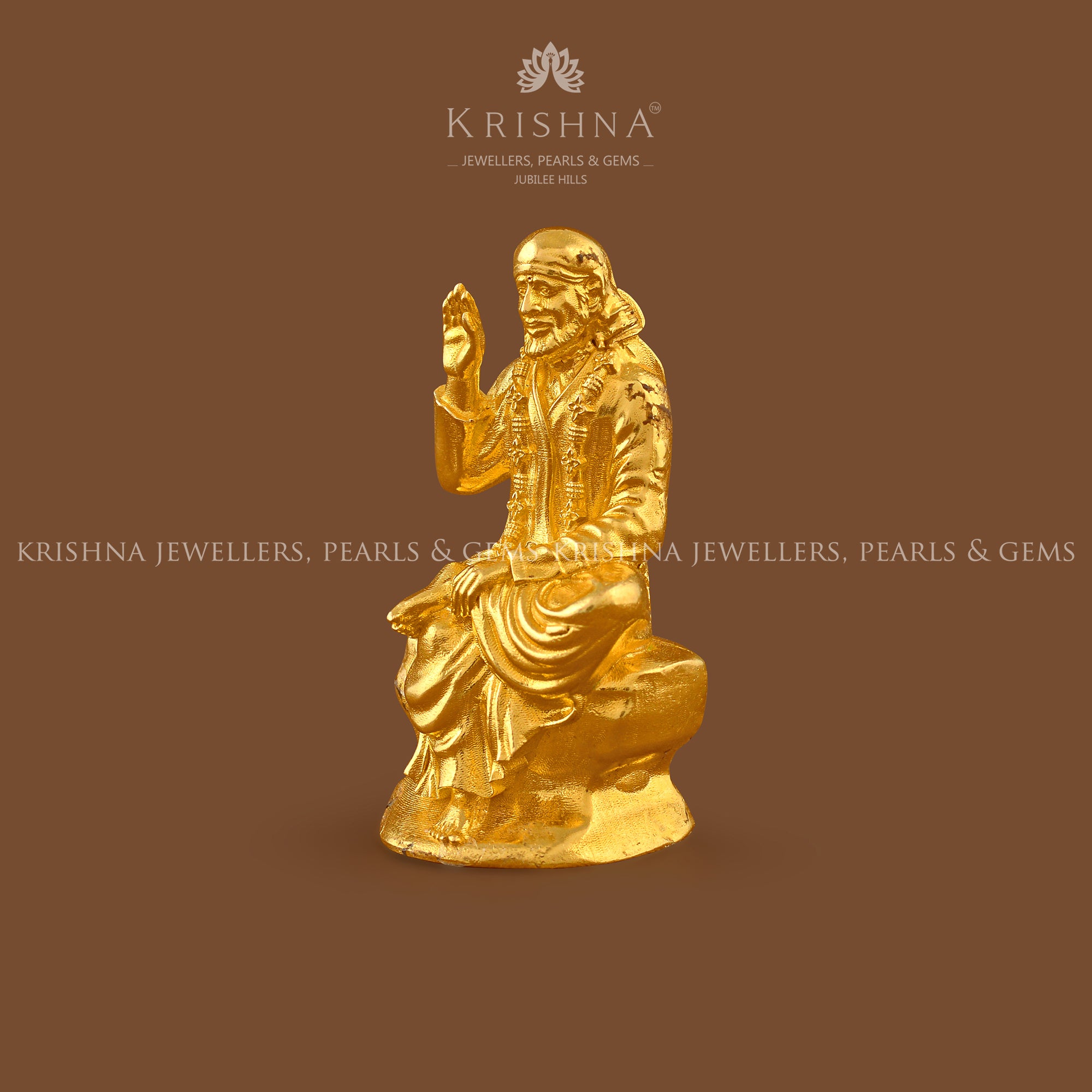 Saibaba Idol in Pure 22K Gold - Krishna Jewellers Pearls and Gems