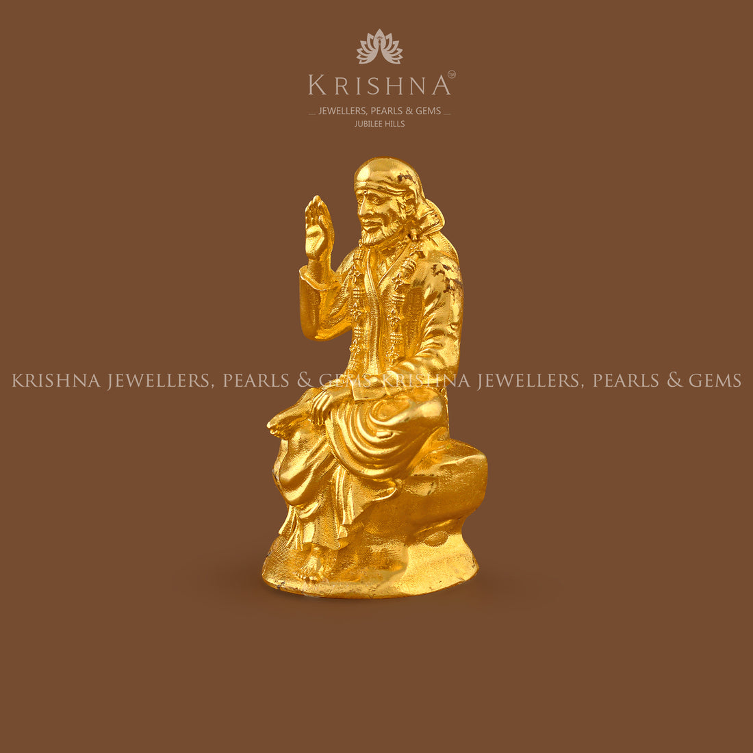 Saibaba Idol in Pure 22K Gold - Krishna Jewellers Pearls and Gems