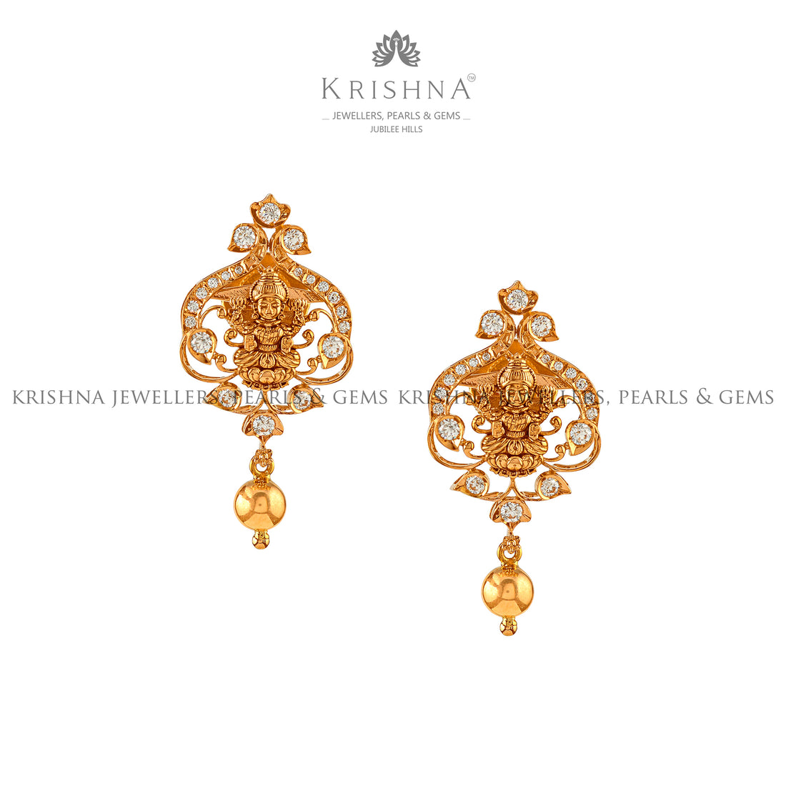 Goddess Lakshmi 22k Gold Earring - Krishna Jewellers Pearls and Gems