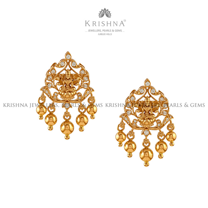 Divine Lakshmi Gold Earrings - Krishna Jewellers Pearls and Gems