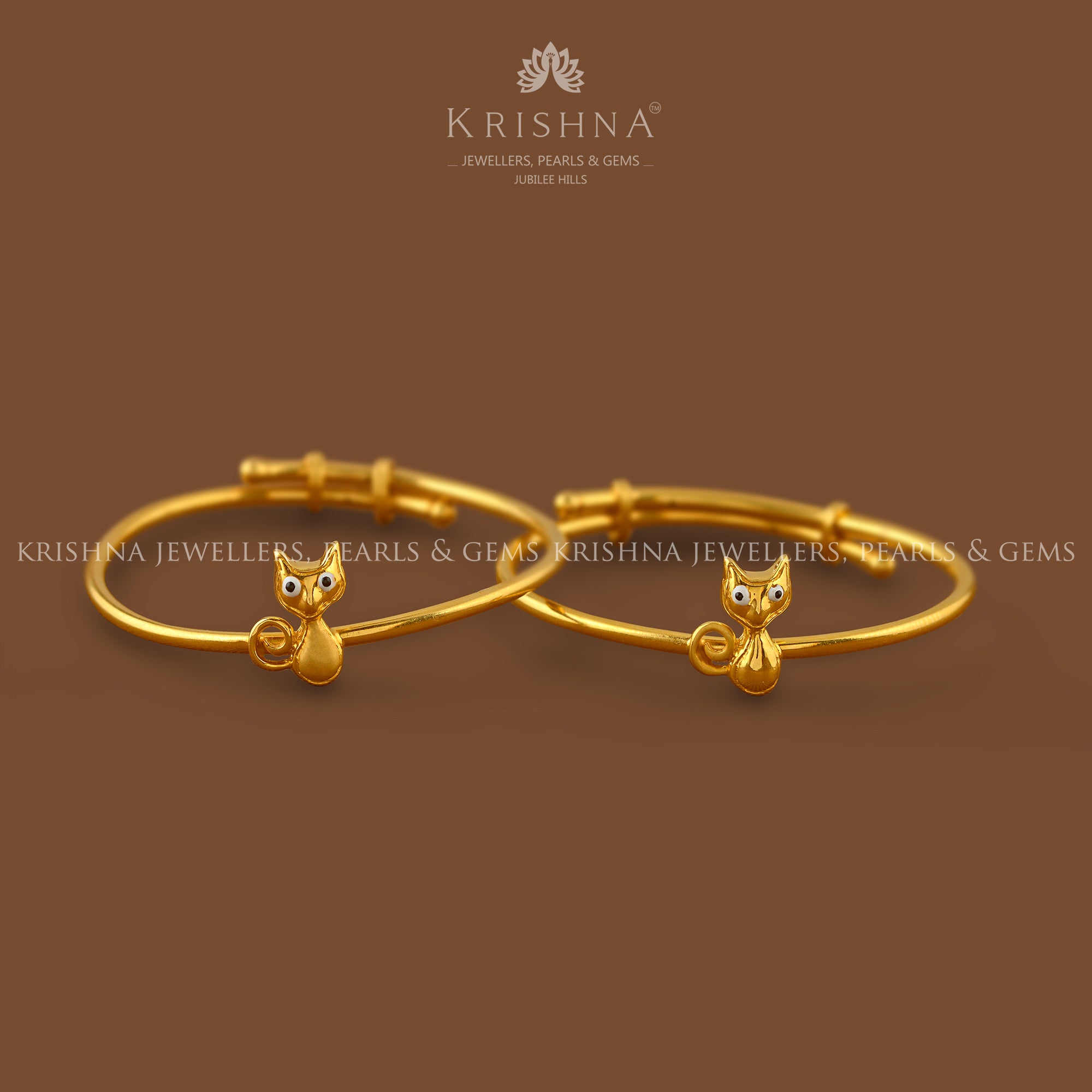 Gold Bangles in Cat Motif - Krishna Jewellers Pearls and Gems