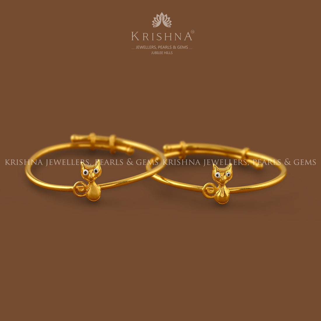 Gold Bangles in Cat Motif - Krishna Jewellers Pearls and Gems