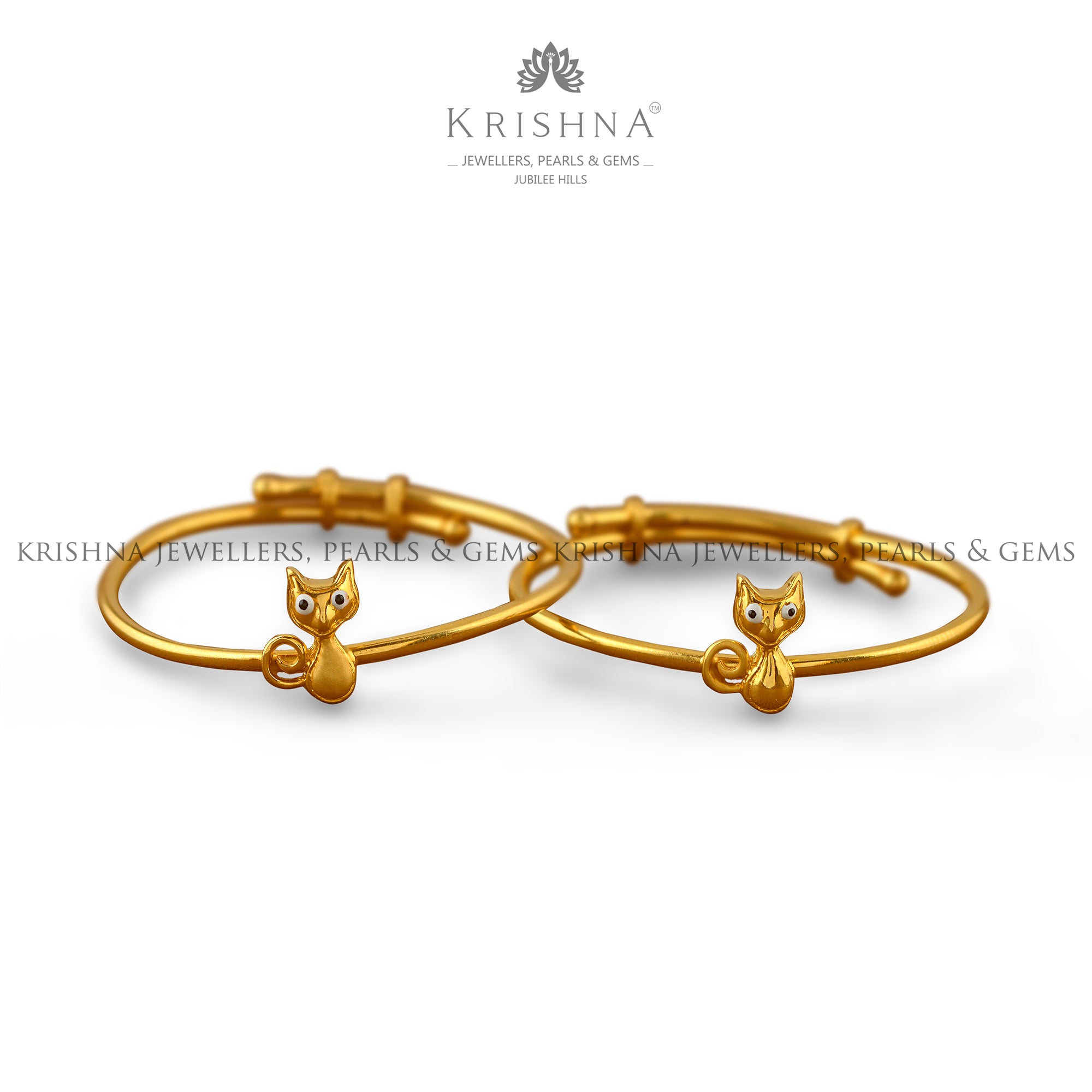 Gold Bangles in Cat Motif - Krishna Jewellers Pearls and Gems