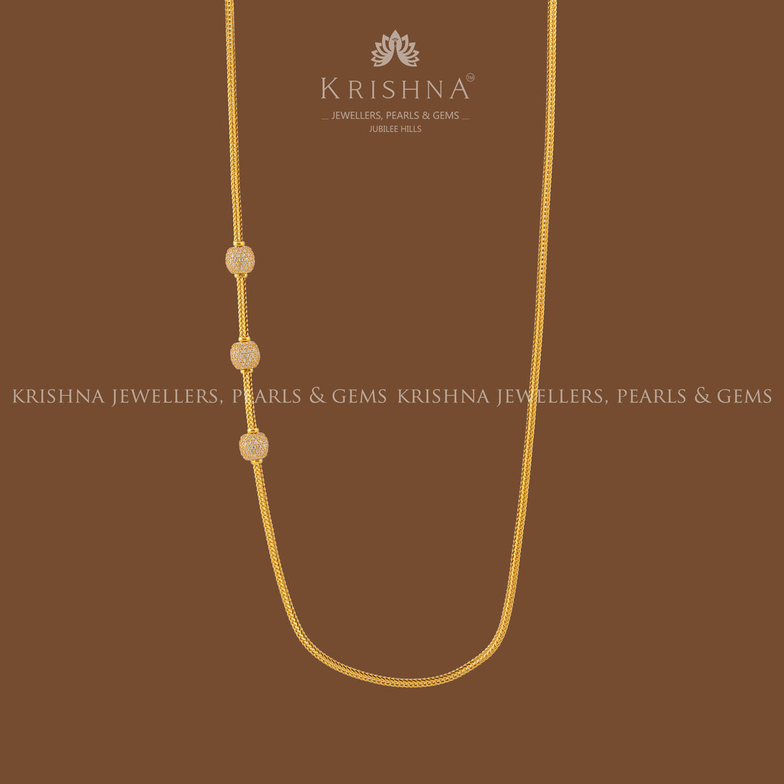 22k Gold Necklace with Studded Brooch - Krishna Jewellers Pearls and Gems