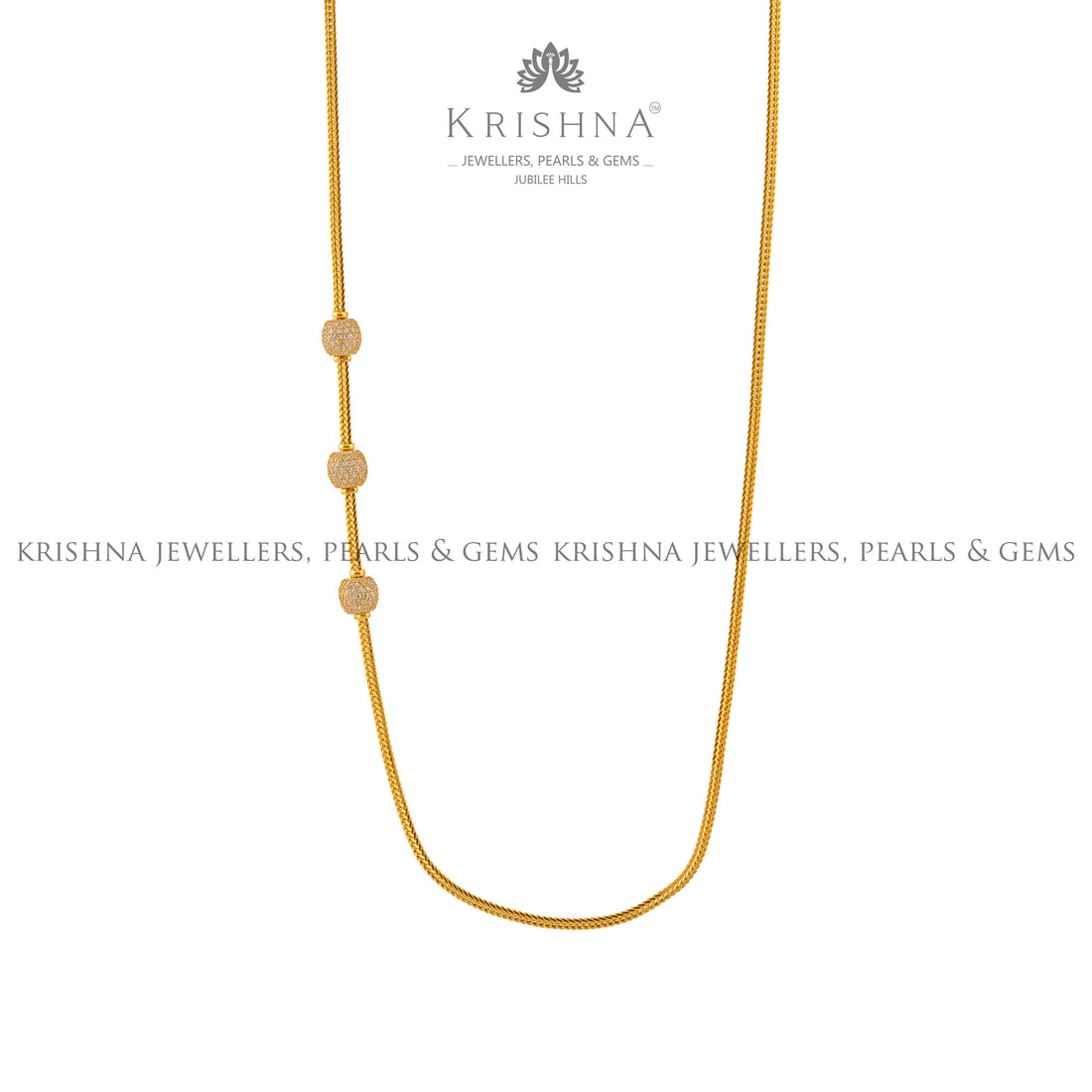 22k Gold Necklace with Studded Brooch - Krishna Jewellers Pearls and Gems
