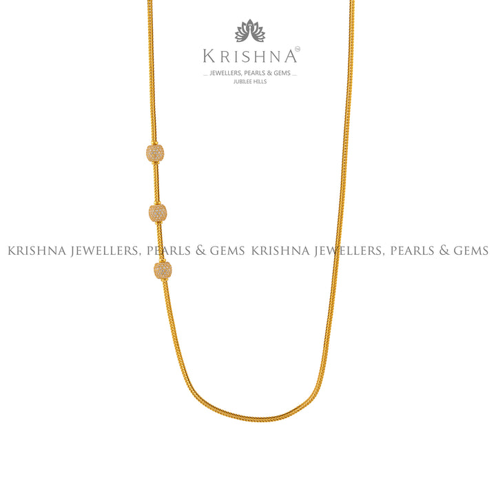 22k Gold Necklace with Studded Brooch - Krishna Jewellers Pearls and Gems