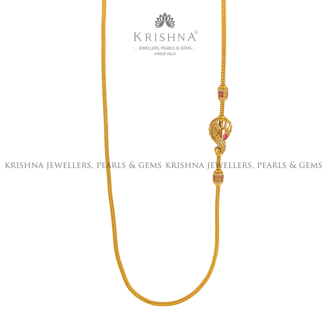Peacock Gold Chain Necklace - Krishna Jewellers Pearls and Gems