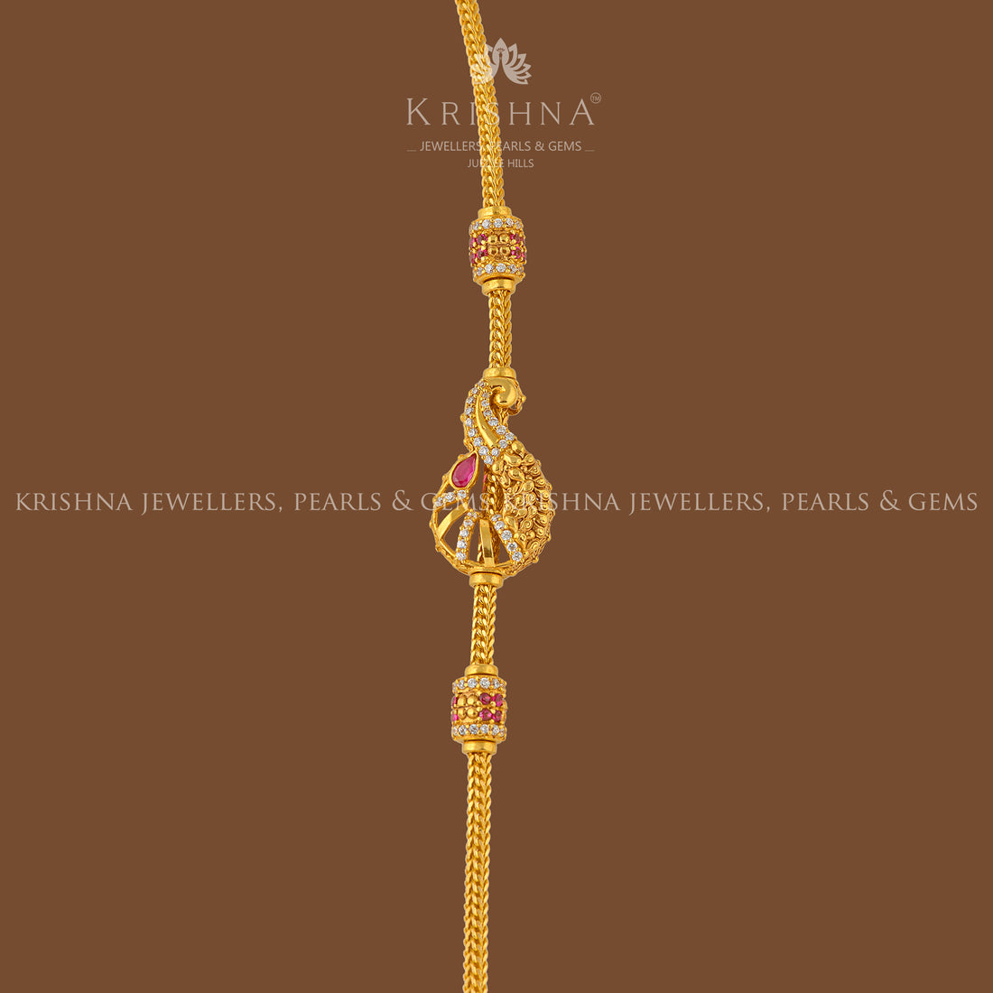 Peacock Gold Chain Necklace - Krishna Jewellers Pearls and Gems