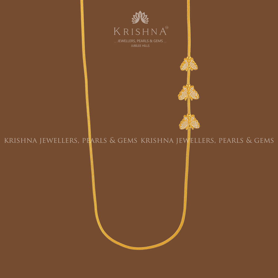 Modern Gold Butterfly Necklace - Krishna Jewellers Pearls and Gems