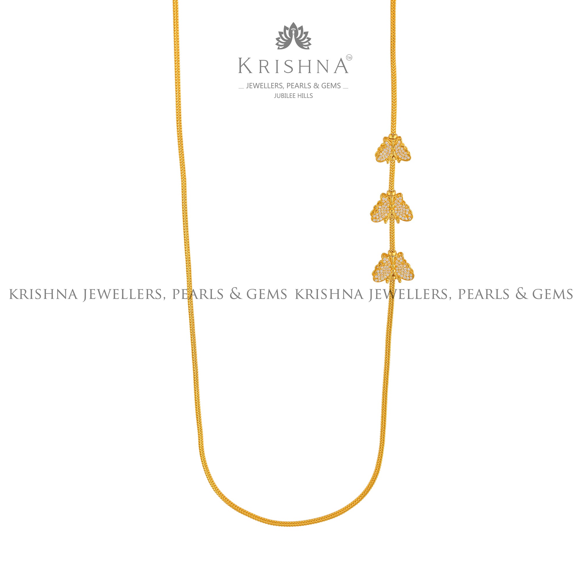 Modern Gold Butterfly Necklace - Krishna Jewellers Pearls and Gems