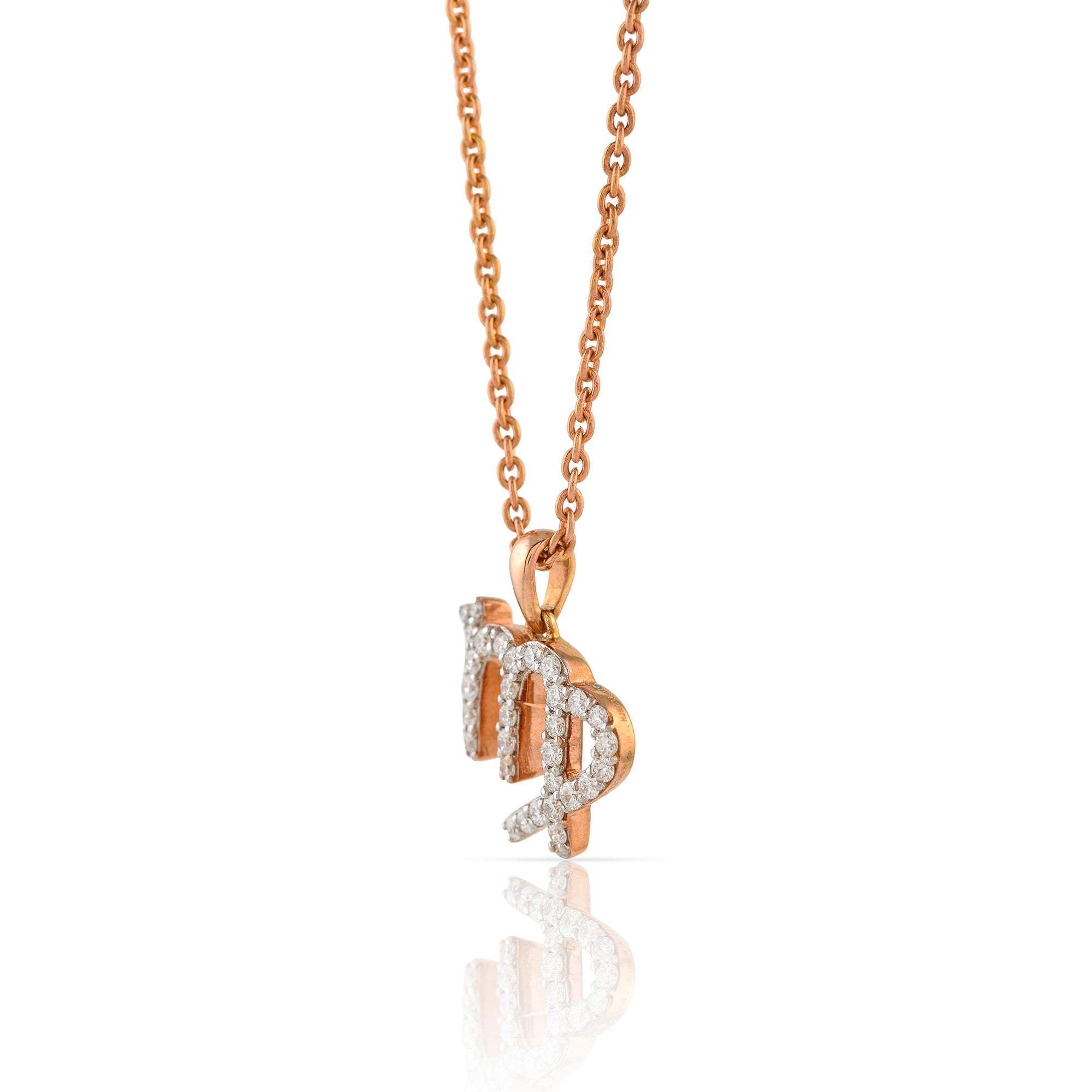 Rose Gold Chain Virgo Zodiac Diamond Pendant - Krishna Jewellers Pearls and Gems
