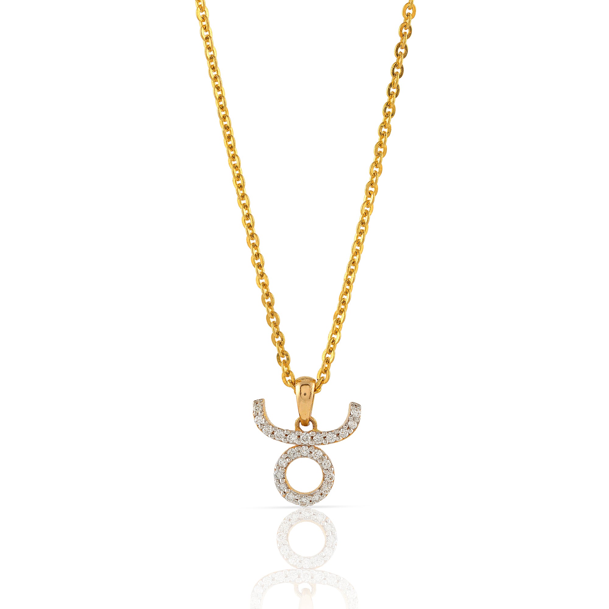 Gold Chain-Tauras Zodiac Diamond Pendant - Krishna Jewellers Pearls and Gems