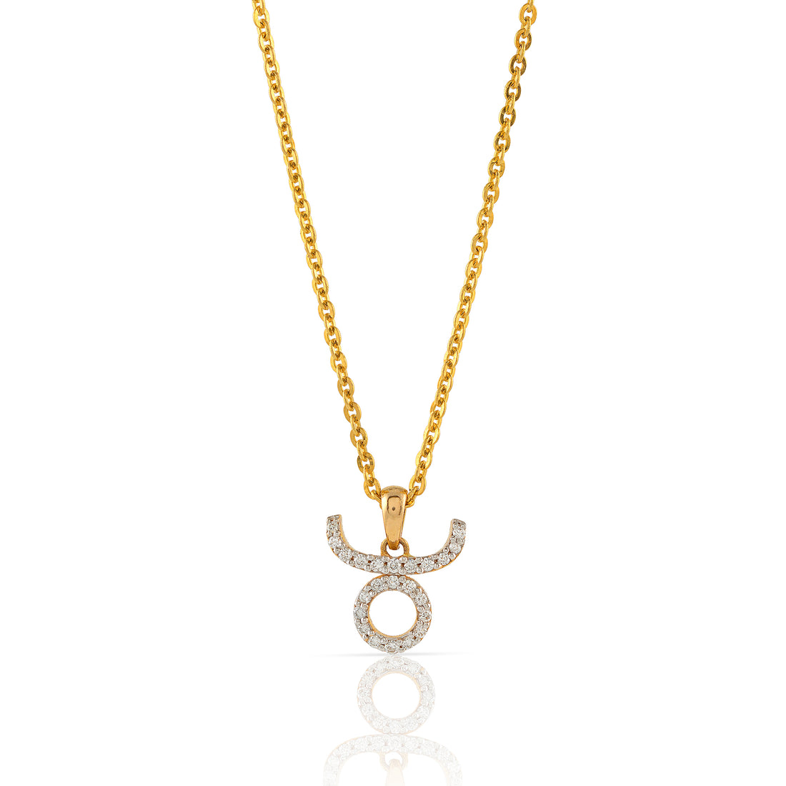 Gold Chain-Tauras Zodiac Diamond Pendant - Krishna Jewellers Pearls and Gems