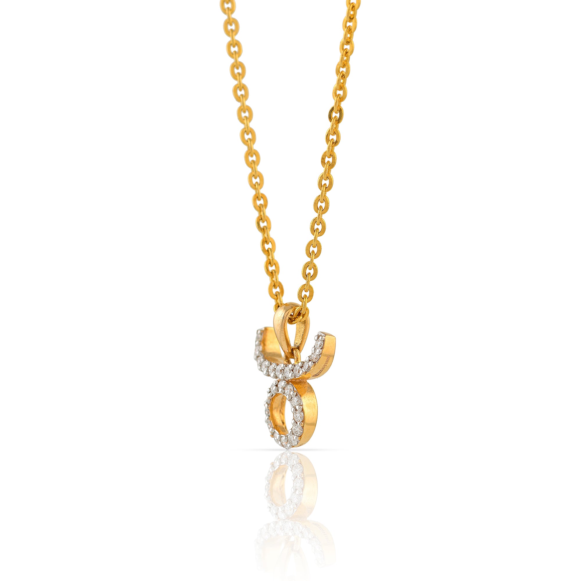 Gold Chain-Tauras Zodiac Diamond Pendant - Krishna Jewellers Pearls and Gems