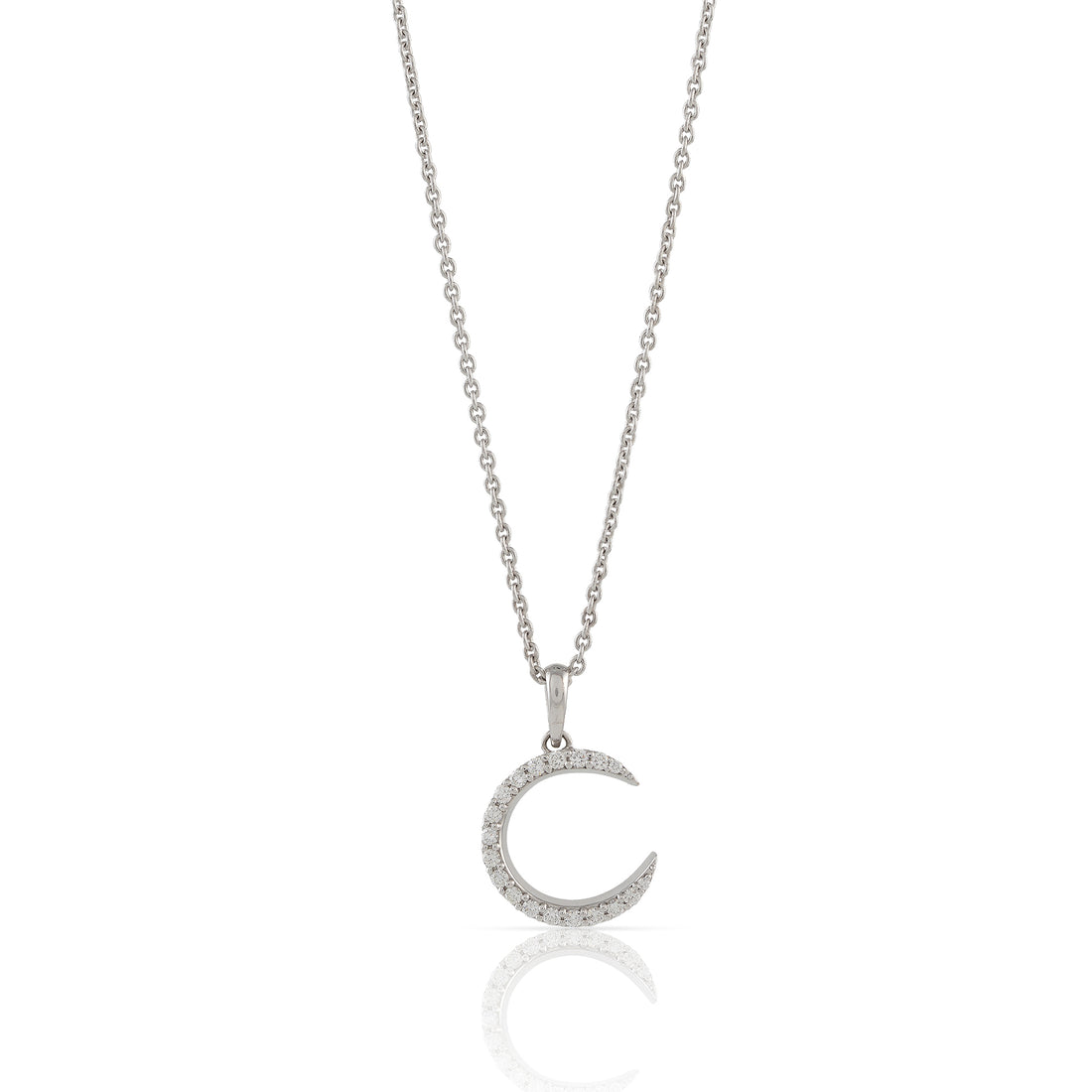 Diamond Chain Small Crescent Moon Diamond Pendant - Krishna Jewellers Pearls and Gems