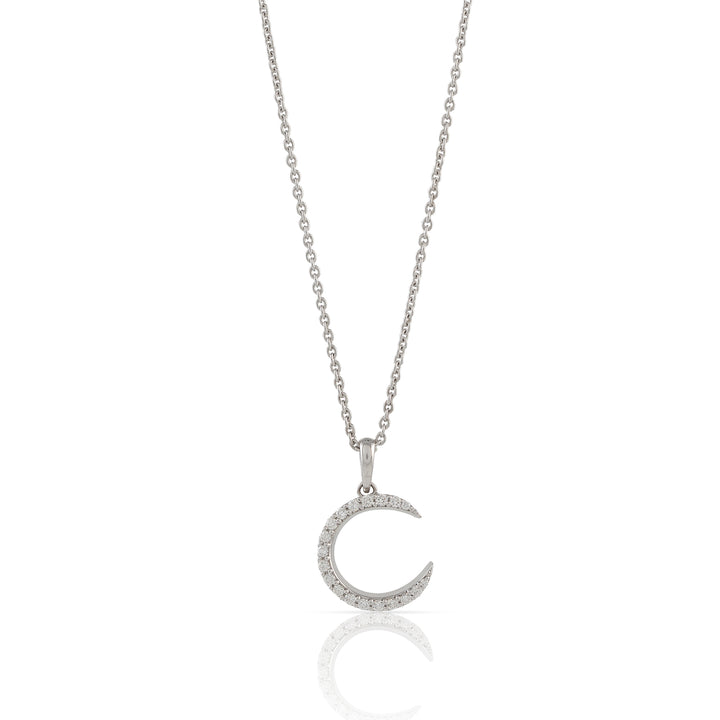Diamond Chain Small Crescent Moon Diamond Pendant - Krishna Jewellers Pearls and Gems