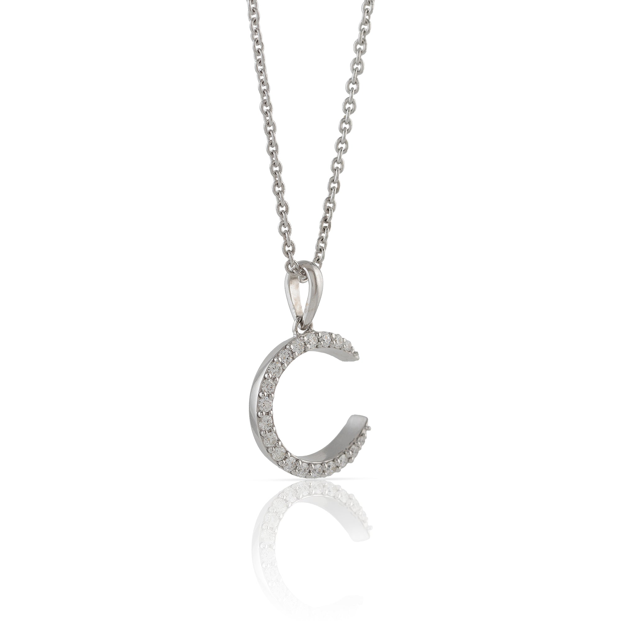 Diamond Chain Small Crescent Moon Diamond Pendant - Krishna Jewellers Pearls and Gems