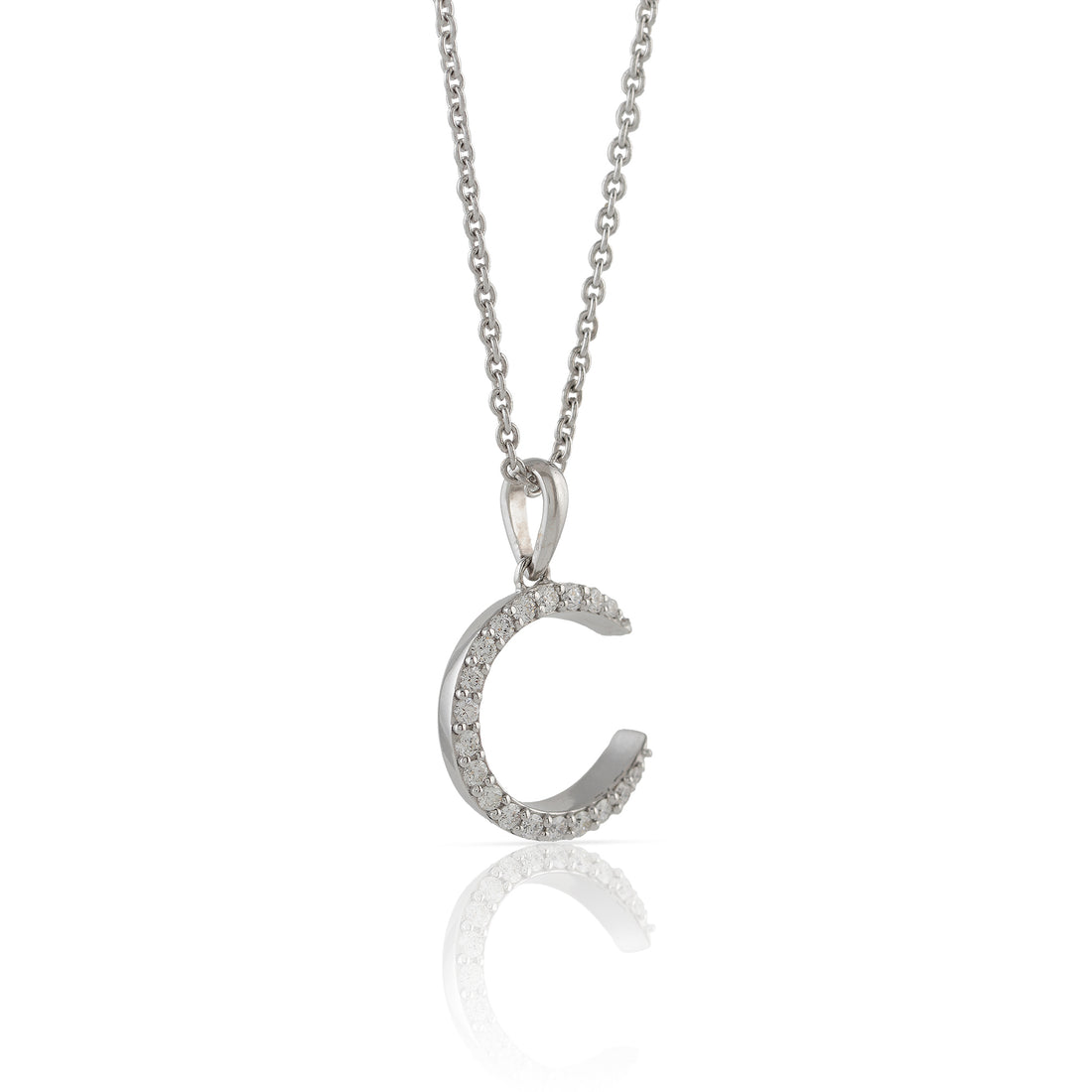 Diamond Chain Small Crescent Moon Diamond Pendant - Krishna Jewellers Pearls and Gems