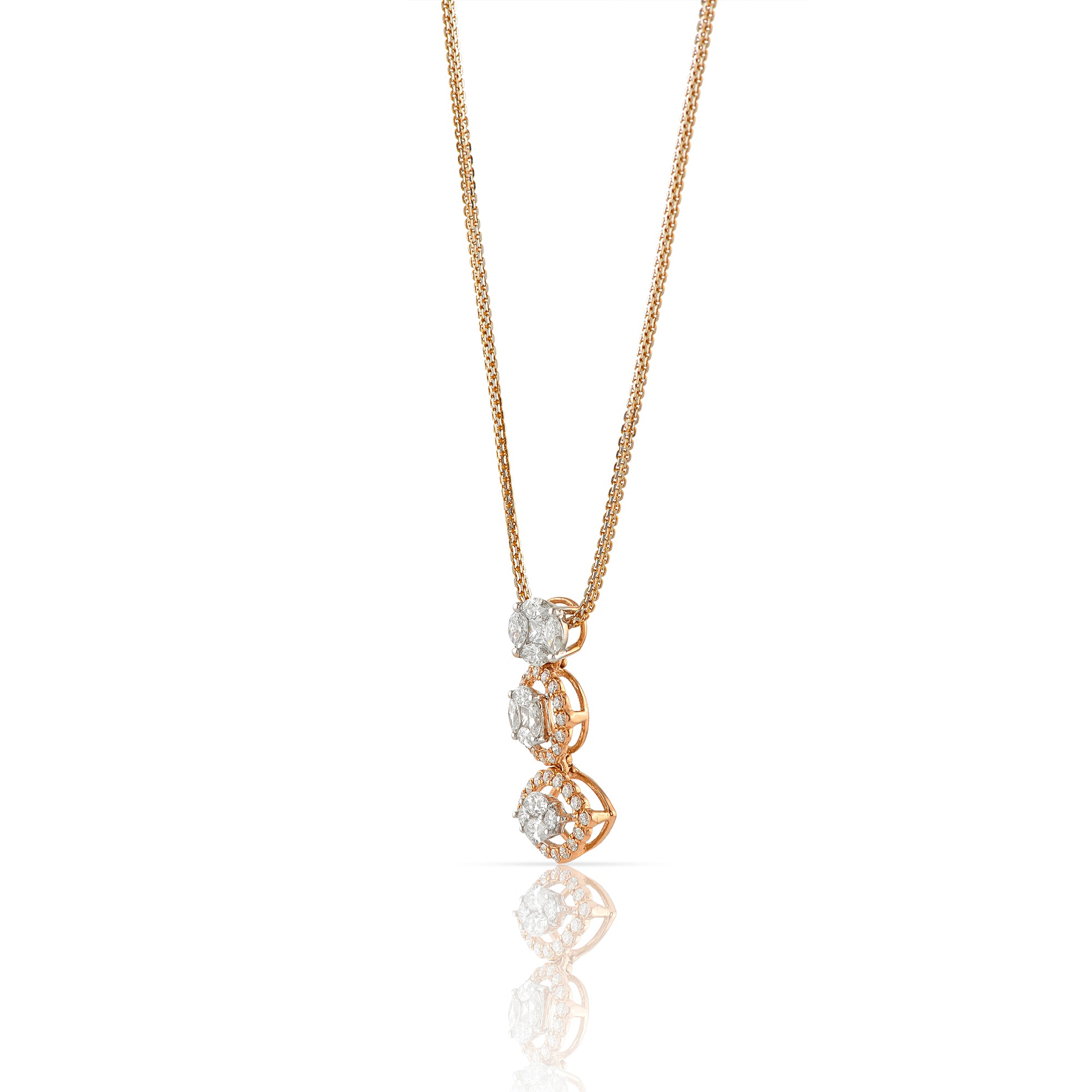 Rose Gold Chain Evil Eye Diamond Pendant - Krishna Jewellers Pearls and Gems