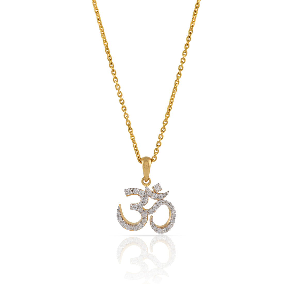 Gold Chain OM Diamond Pendant - Krishna Jewellers Pearls and Gems