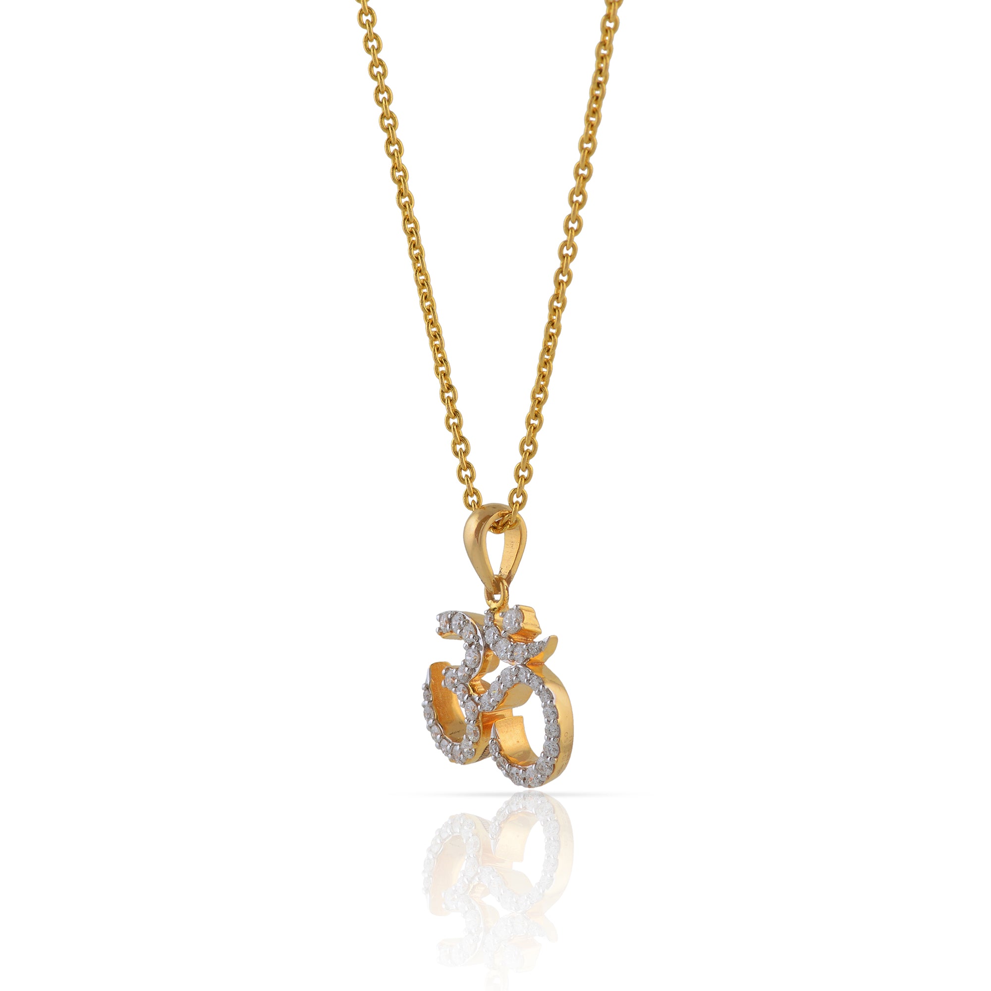 Gold Chain OM Diamond Pendant - Krishna Jewellers Pearls and Gems