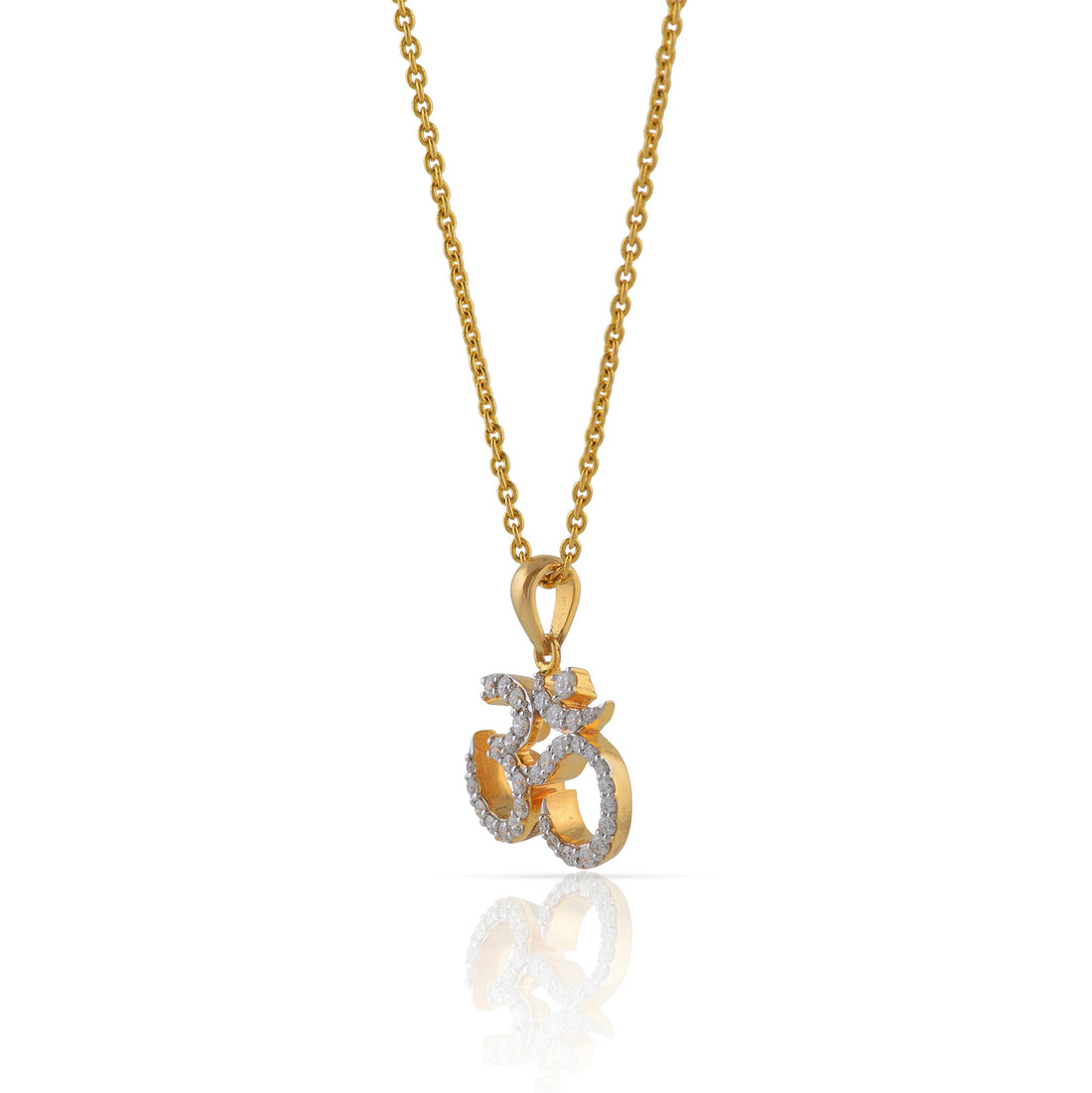 Gold Chain OM Diamond Pendant - Krishna Jewellers Pearls and Gems