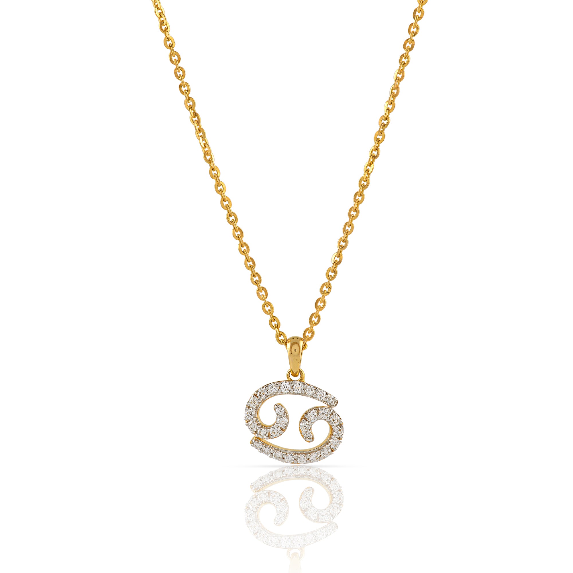 Gold Chain Cancer Zodiac Diamond Pendant - Krishna Jewellers Pearls and Gems
