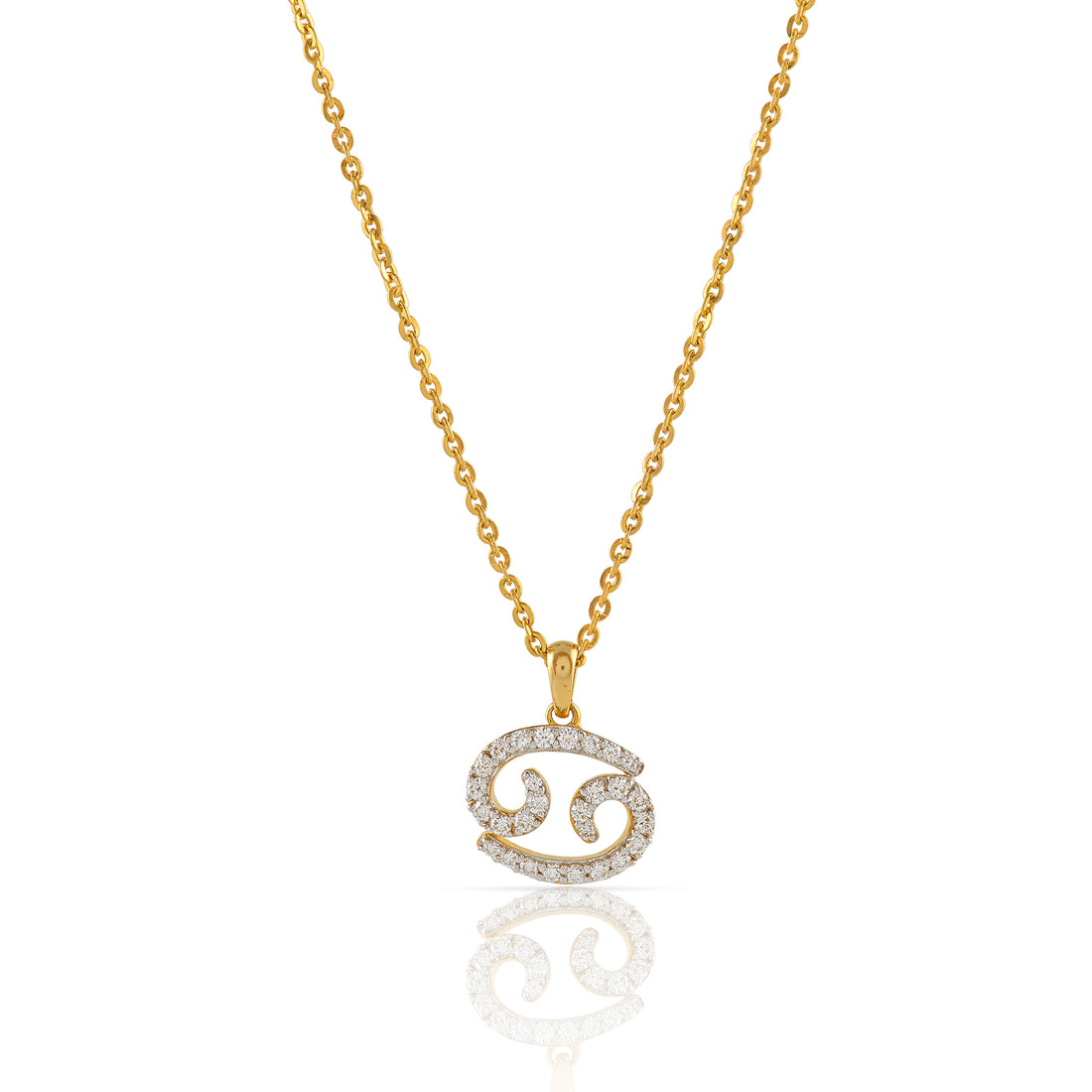 Gold Chain Cancer Zodiac Diamond Pendant - Krishna Jewellers Pearls and Gems
