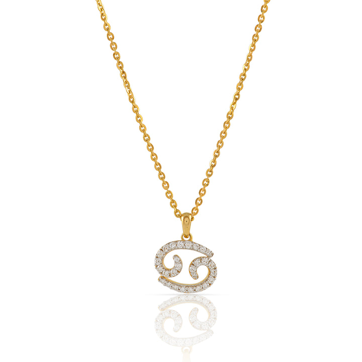 Gold Chain Cancer Zodiac Diamond Pendant - Krishna Jewellers Pearls and Gems