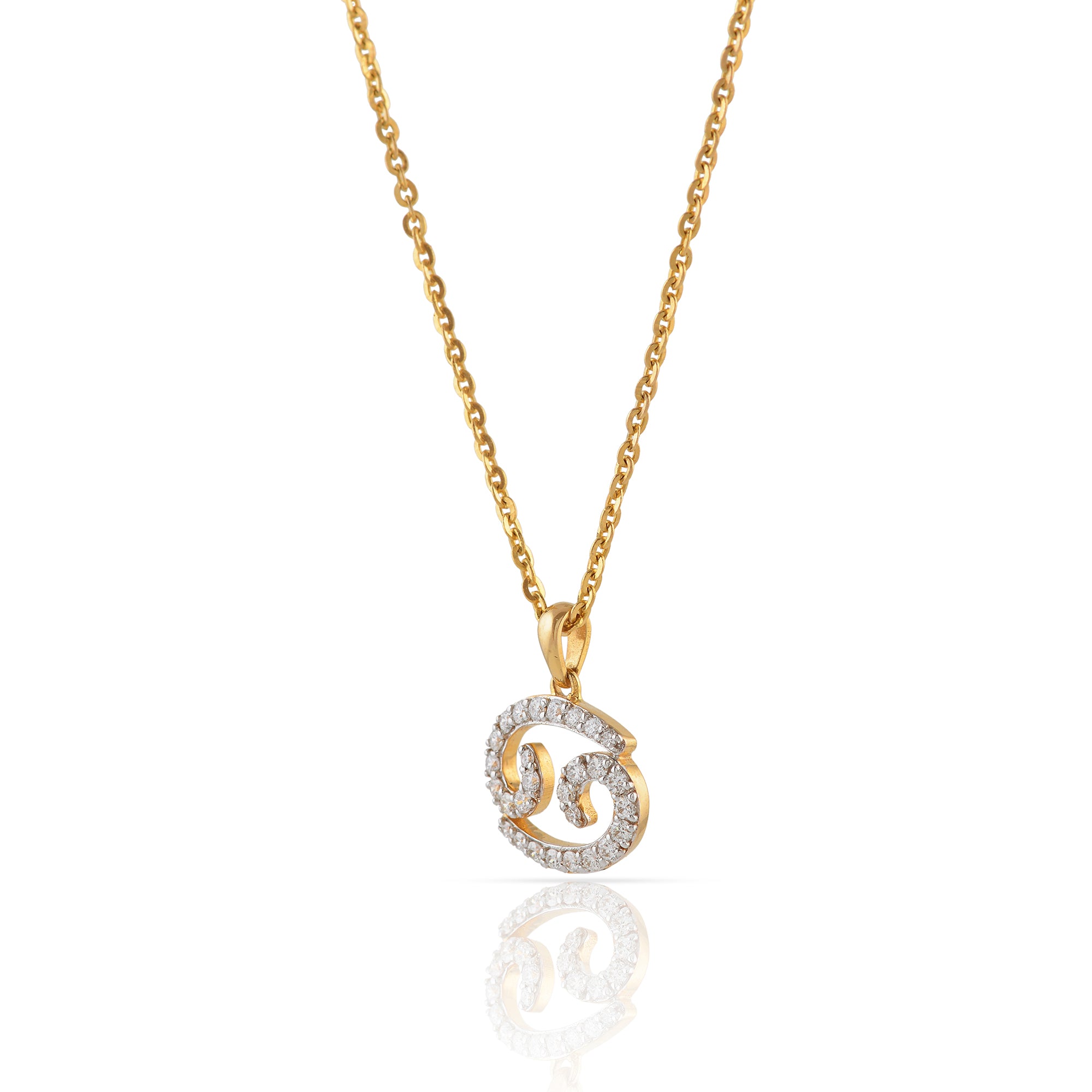 Gold Chain Cancer Zodiac Diamond Pendant - Krishna Jewellers Pearls and Gems