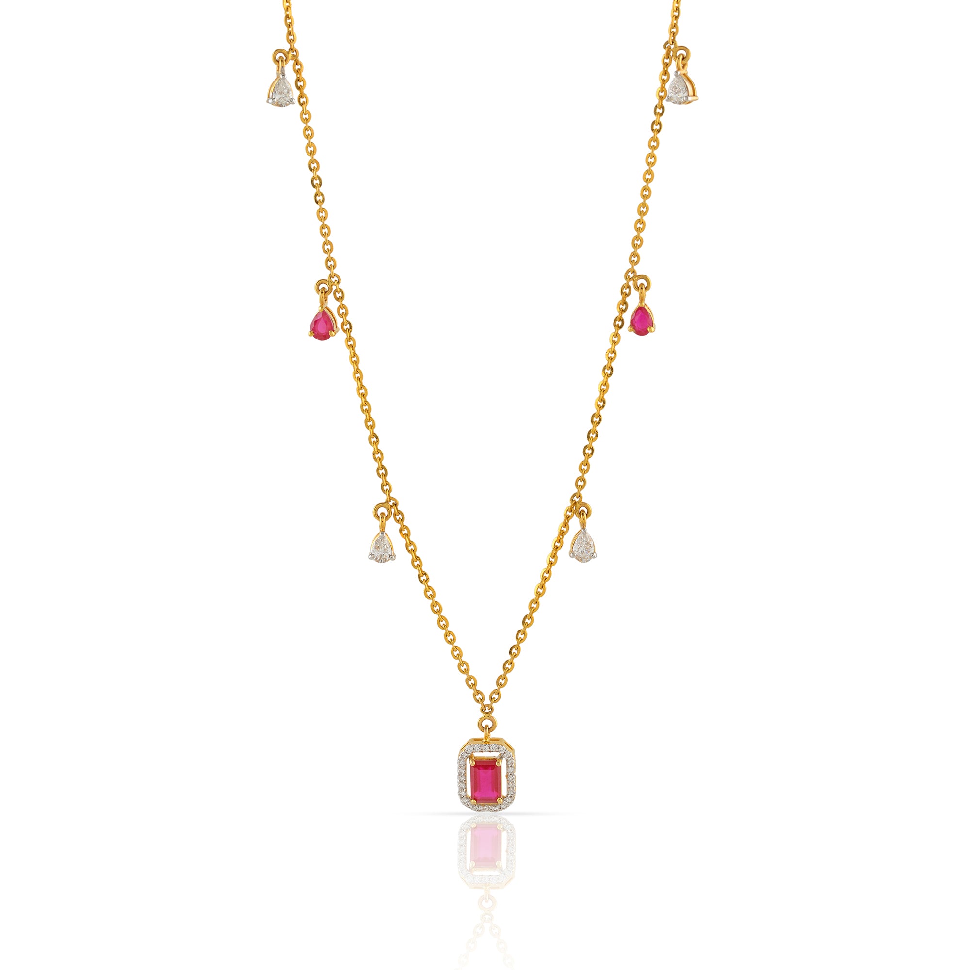 Gold Multicharm Diamond Pendant Necklace - Krishna Jewellers Pearls and Gems