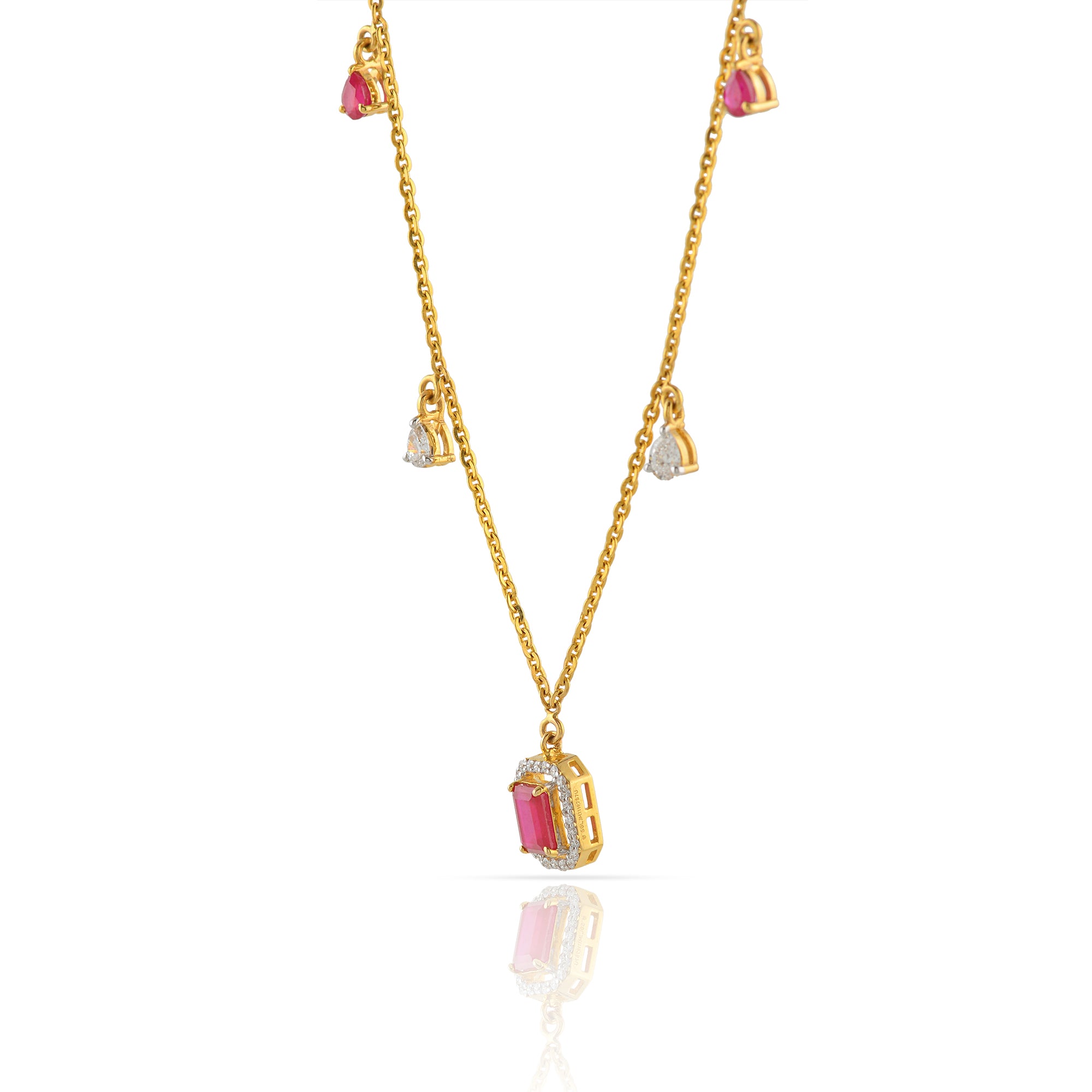Gold Multicharm Diamond Pendant Necklace - Krishna Jewellers Pearls and Gems