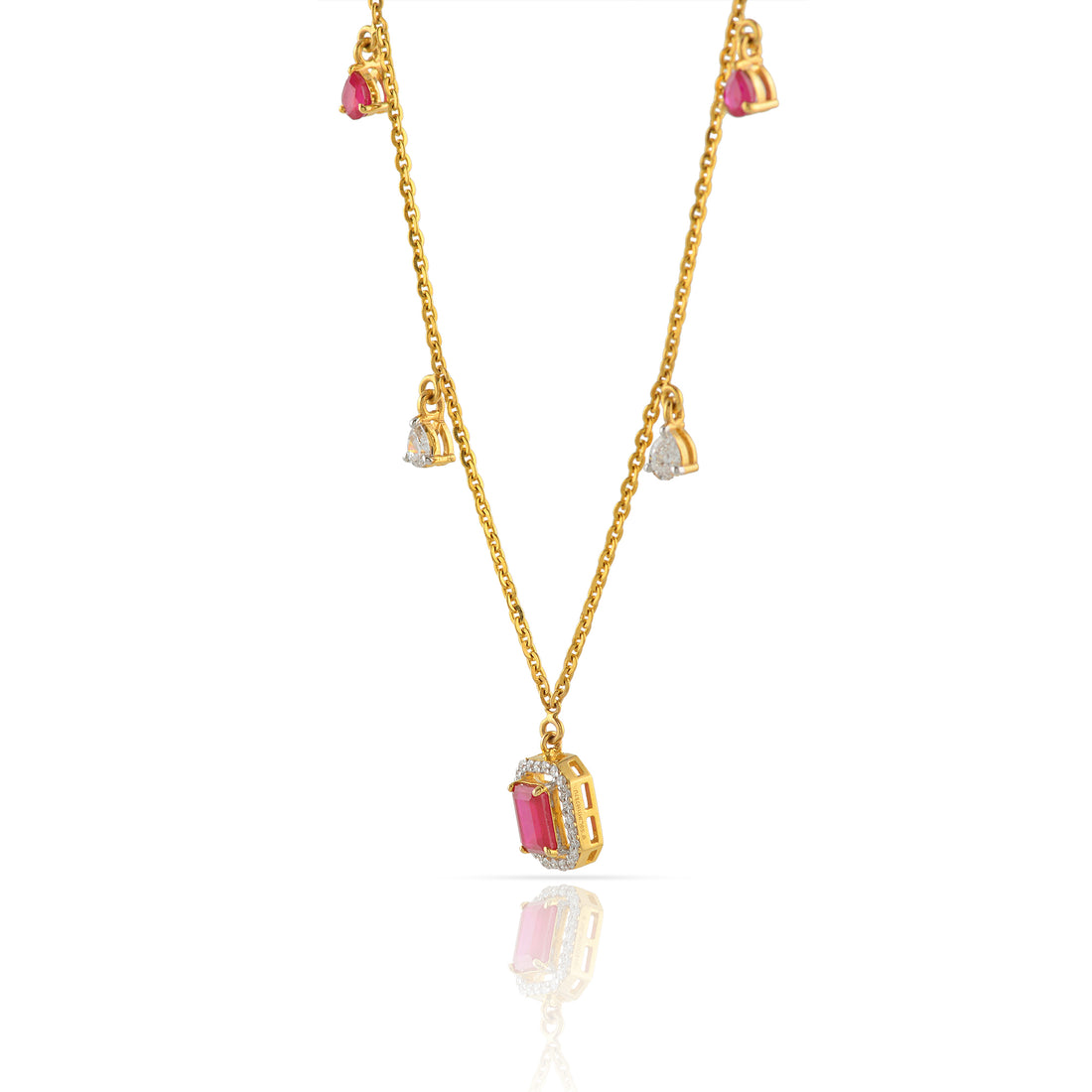 Gold Multicharm Diamond Pendant Necklace - Krishna Jewellers Pearls and Gems