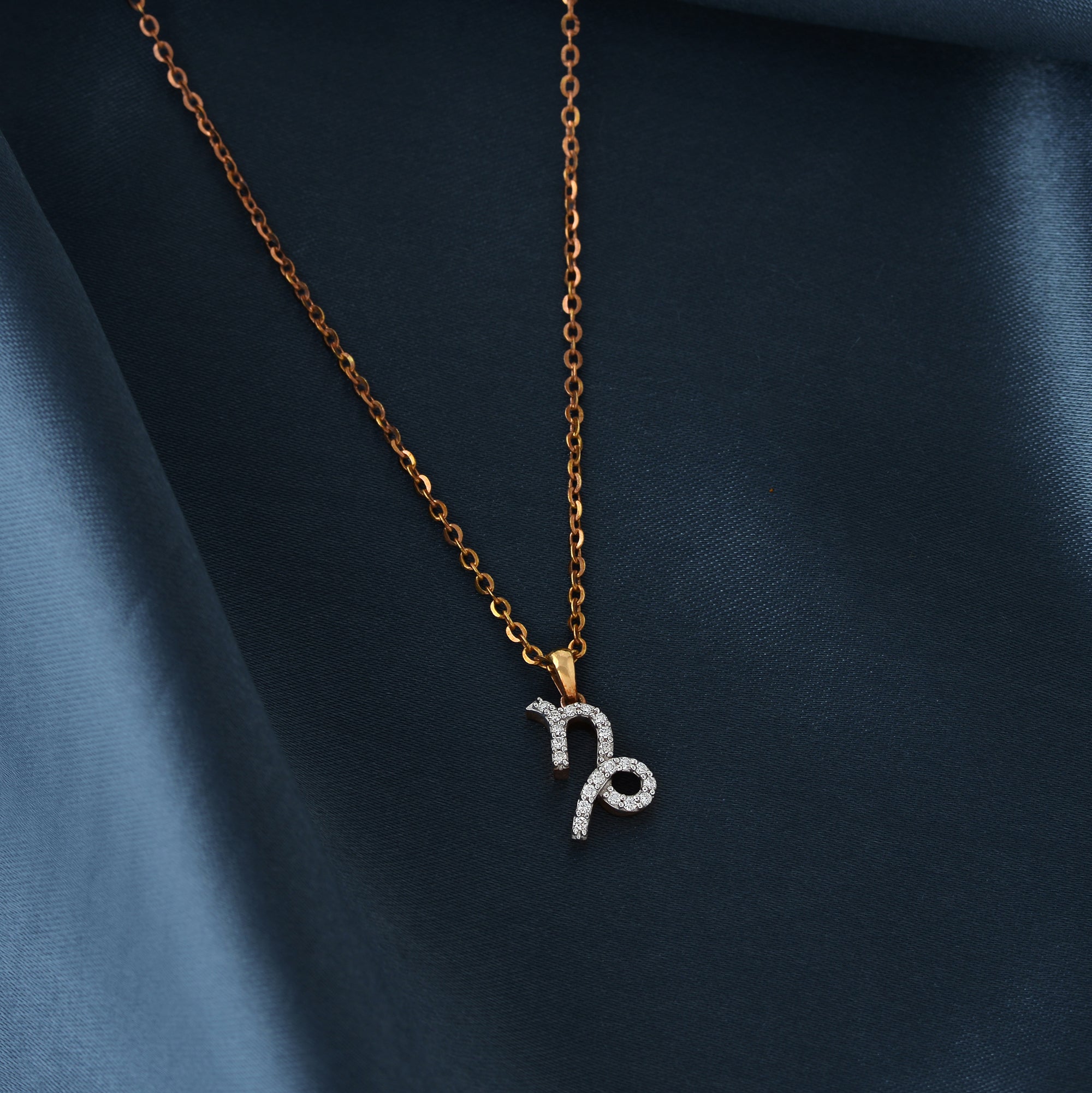 Gold Chain Capricorn Diamond Pendant - Krishna Jewellers Pearls and Gems