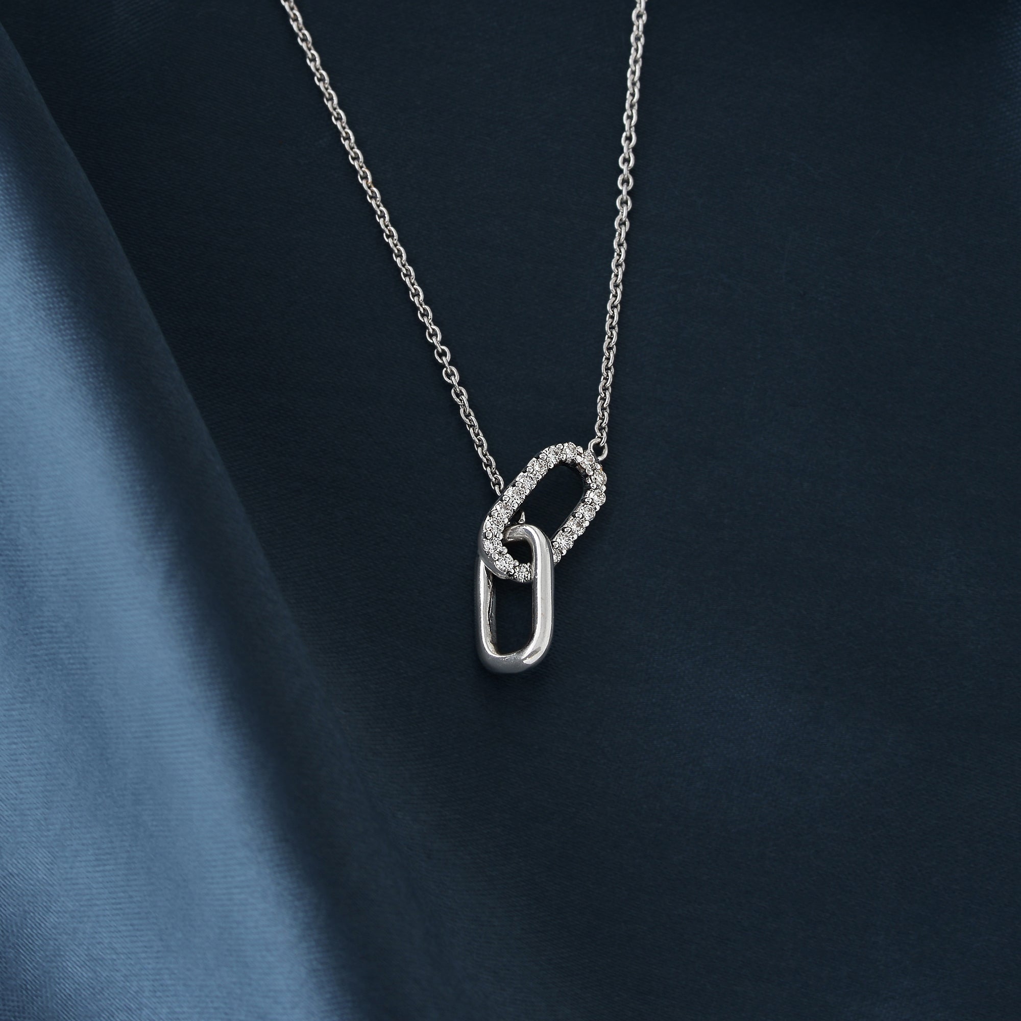 Gold Chain 2 Link Paperclip Diamond Pendant - Krishna Jewellers Pearls and Gems