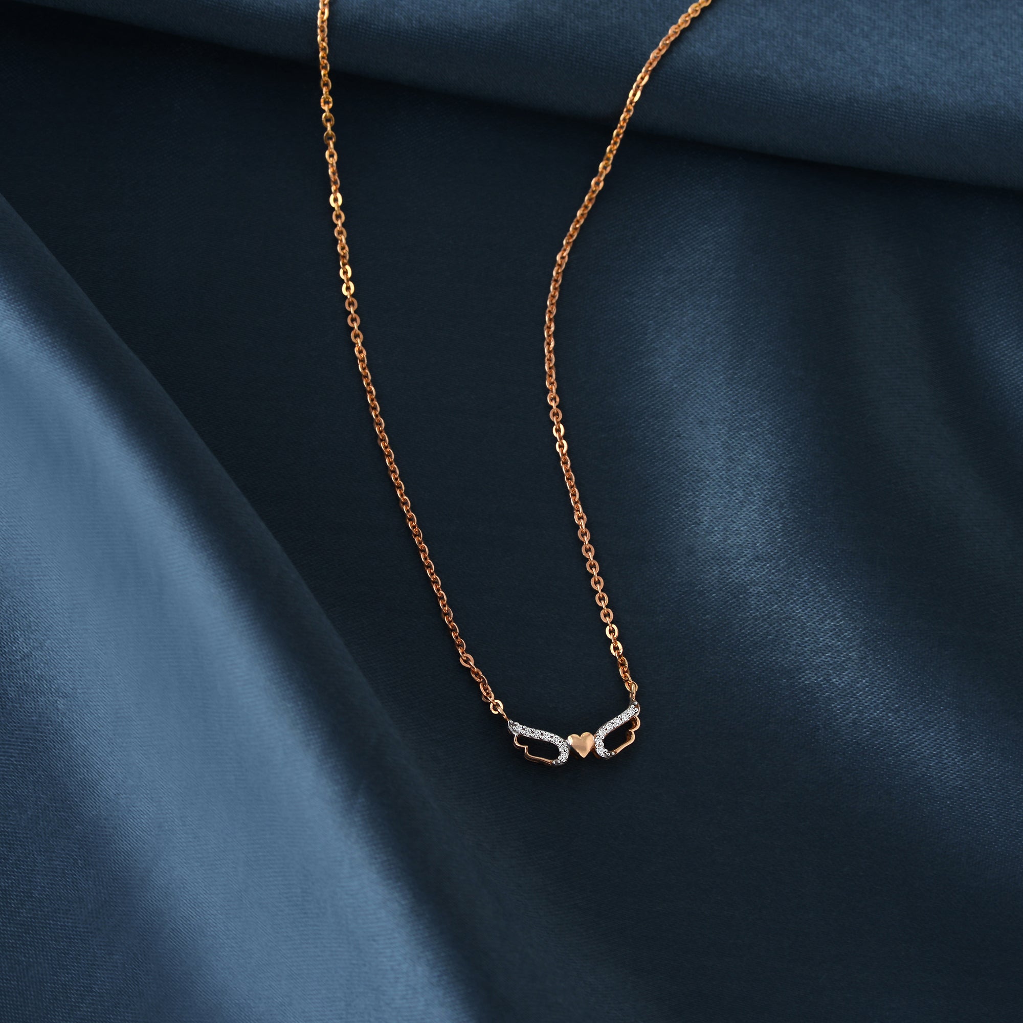 Gold Heart Wings Diamond Pendant - Krishna Jewellers Pearls and Gems