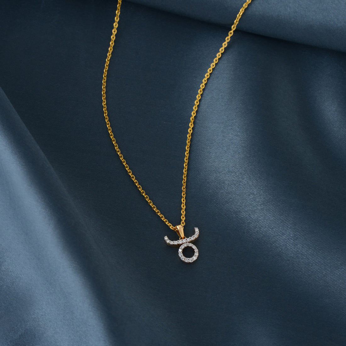 Gold Chain-Tauras Zodiac Diamond Pendant - Krishna Jewellers Pearls and Gems