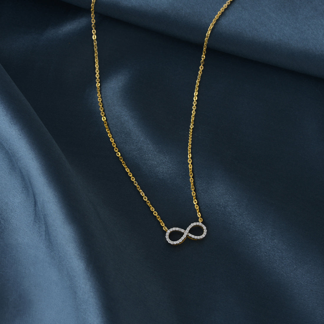 Gold Chain Infinity Diamond Pendant - Krishna Jewellers Pearls and Gems