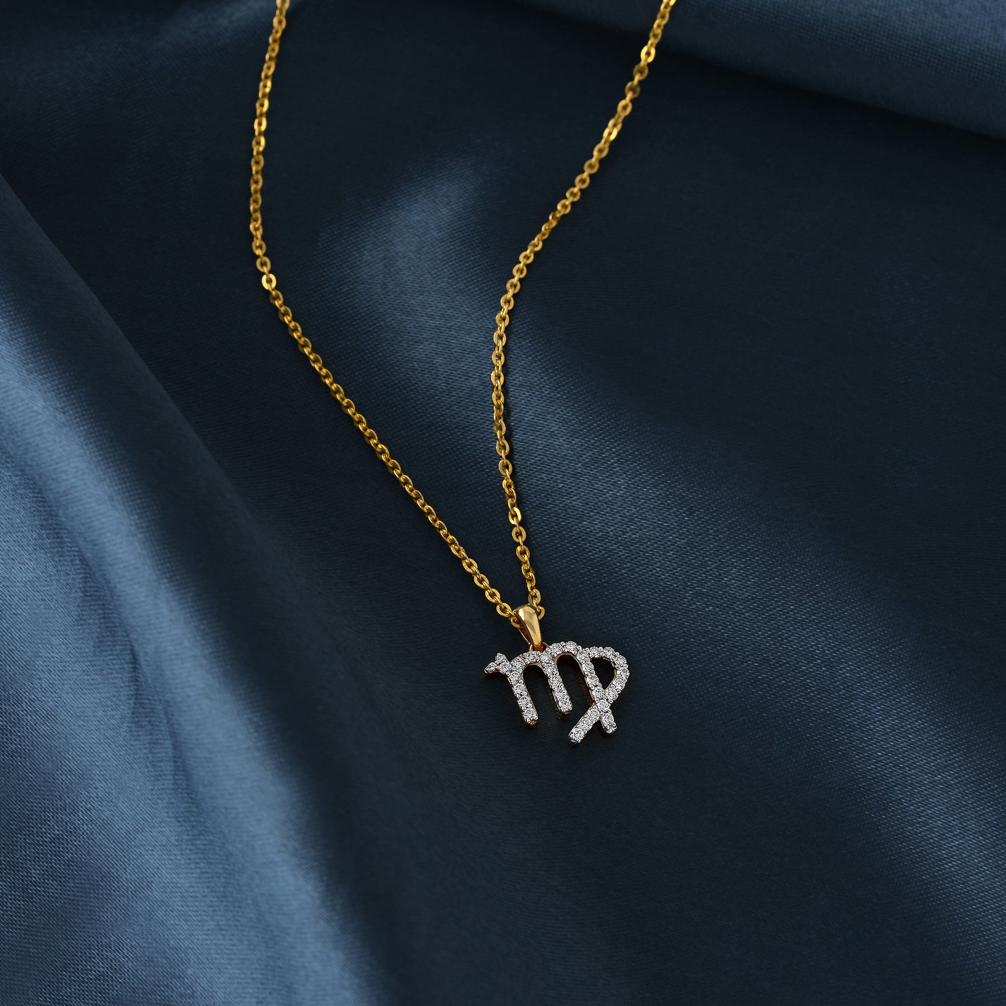 Gold Chain Virgo Zodiac Diamond Pendant - Krishna Jewellers Pearls and Gems