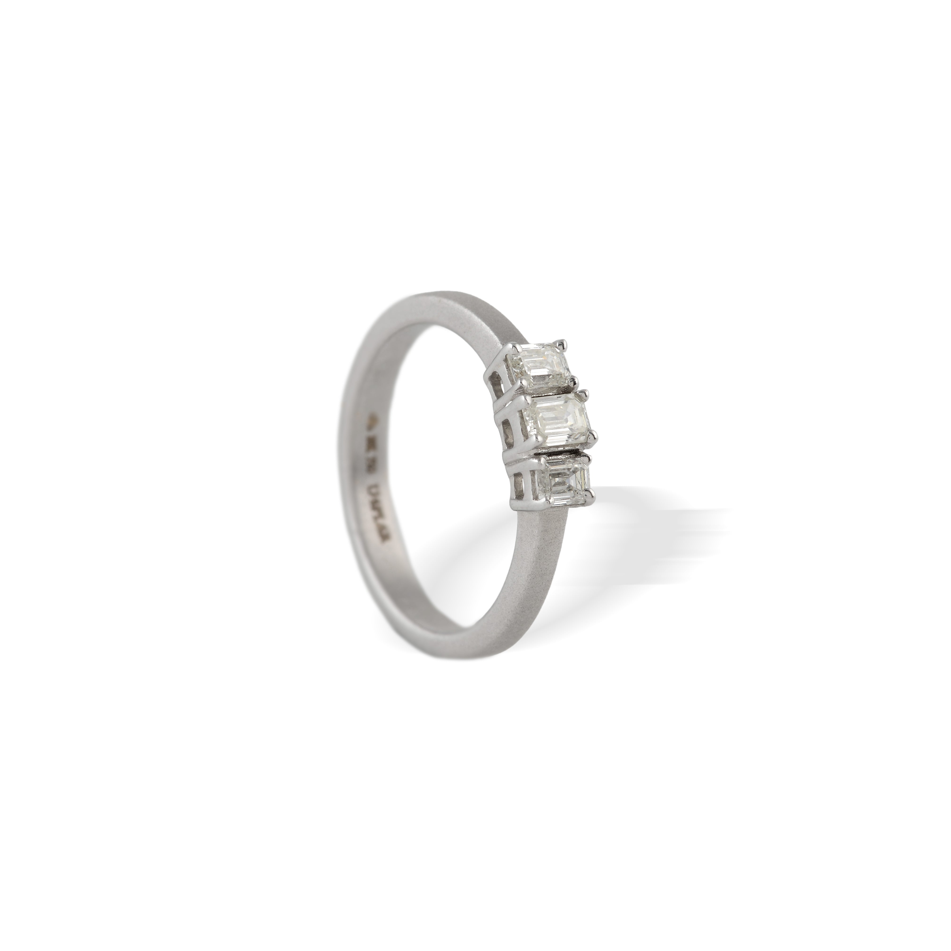 Emerald Cut Tri Diamond Ring - Krishna Jewellers Pearls and Gems