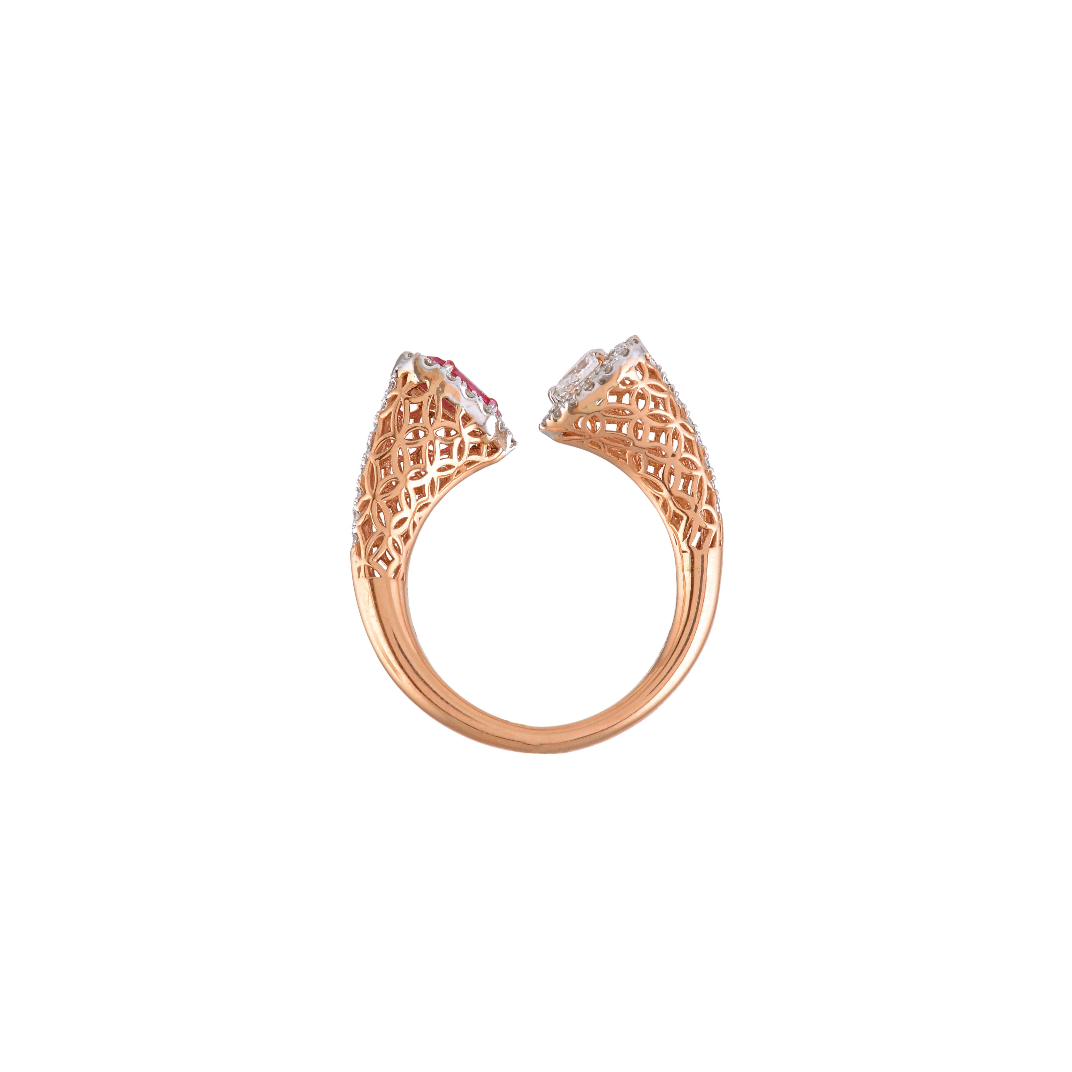 Artful Pear Cut Diamond Ring in Rose Gold - Krishna Jewellers Pearls and Gems