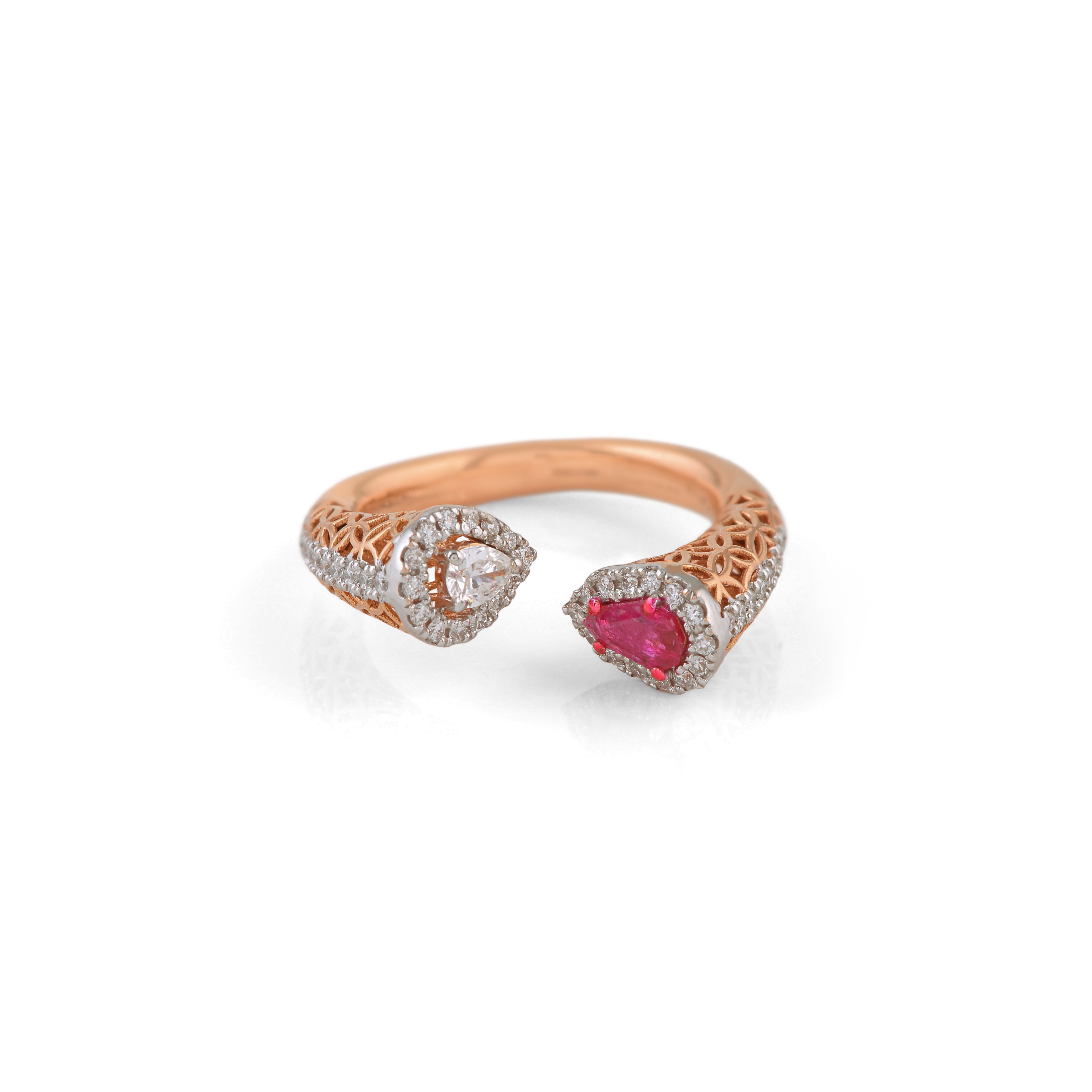 Artful Pear Cut Diamond Ring in Rose Gold - Krishna Jewellers Pearls and Gems