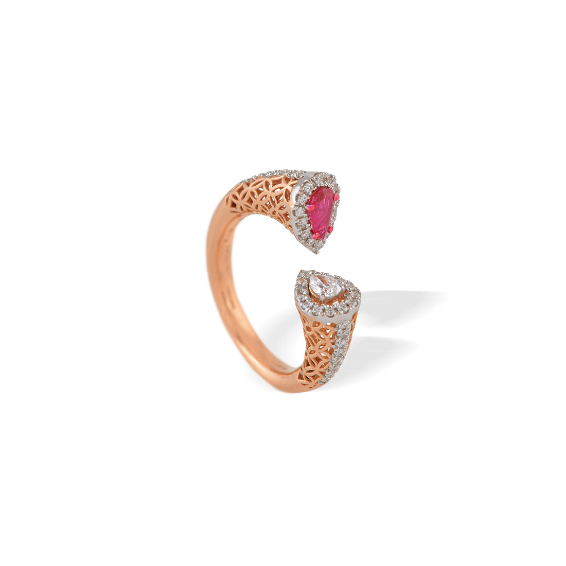 Artful Pear Cut Diamond Ring in Rose Gold - Krishna Jewellers Pearls and Gems